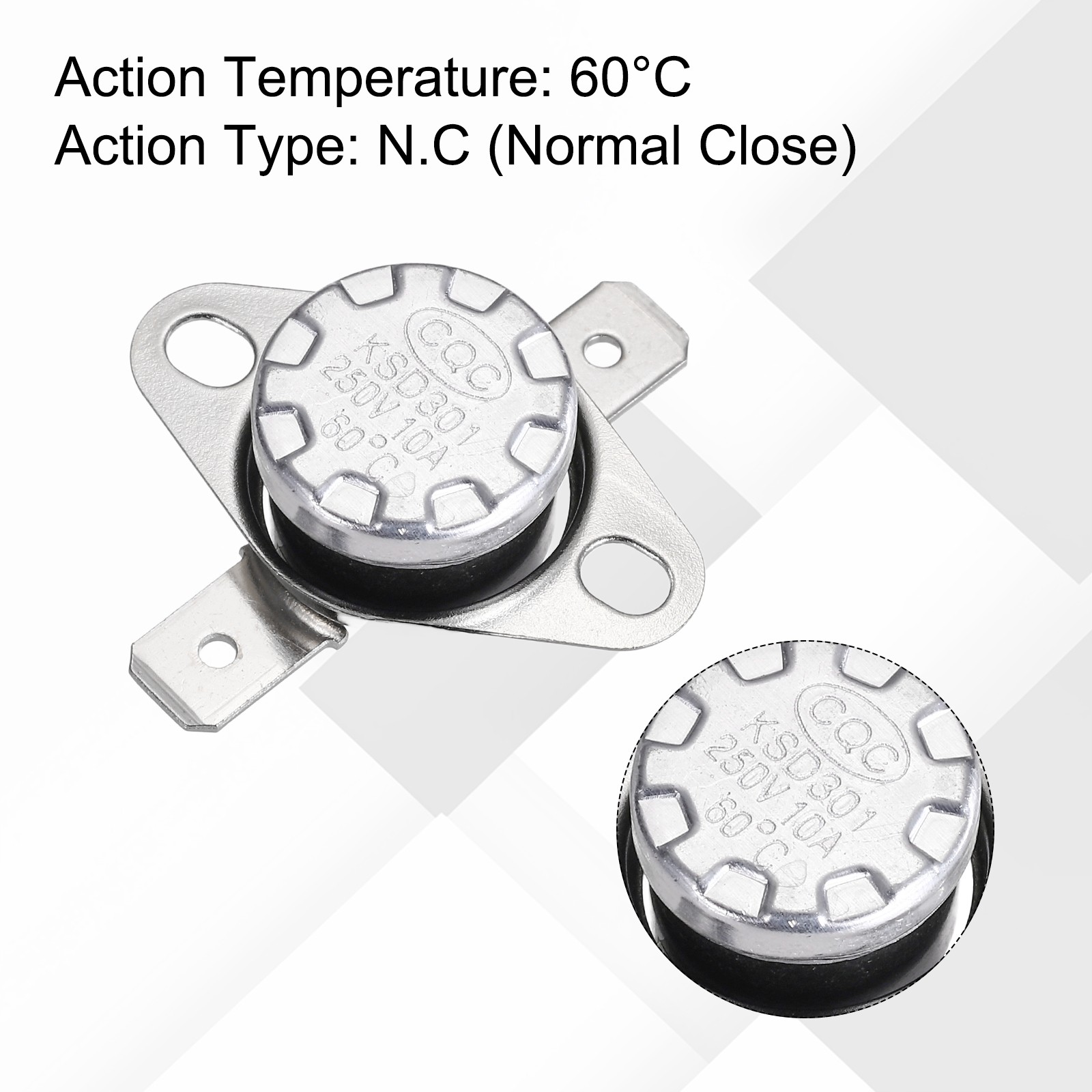 5pcs Temperature Control Switch Thermostats , KSD301 60°C , 10A , N.O