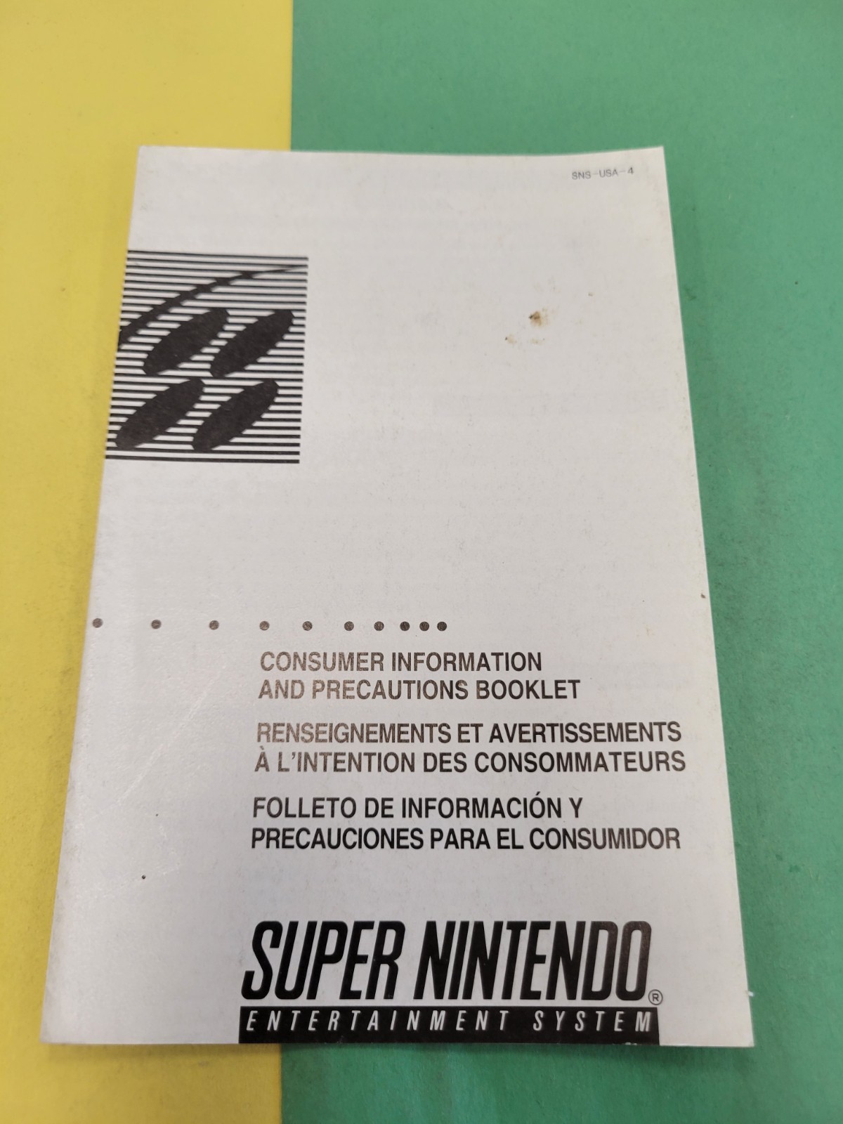 Super Nintendo Precaution SNS-USA-4 INSERT ONLY Authentic Nintendo