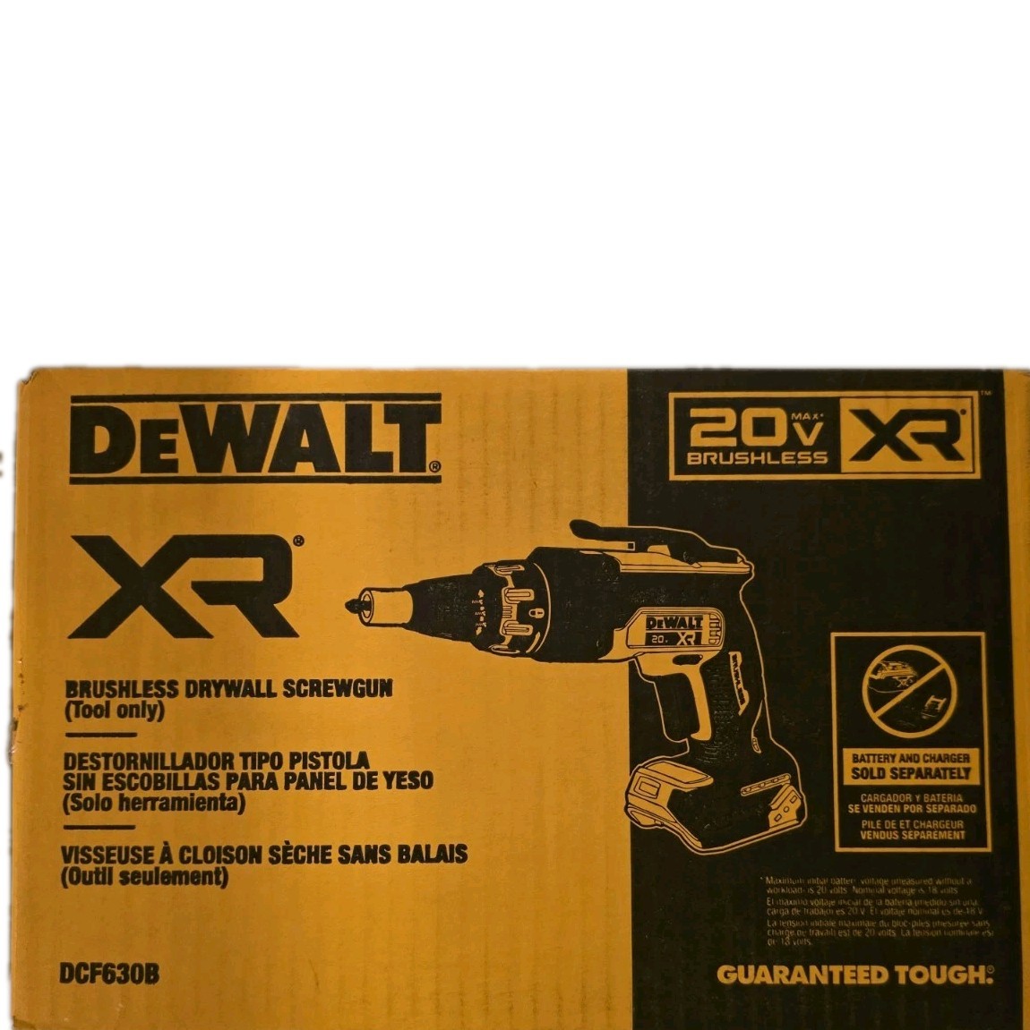 DEWALT XR 20V Brushless Drywall Screwgun DCF630B Battery Powered