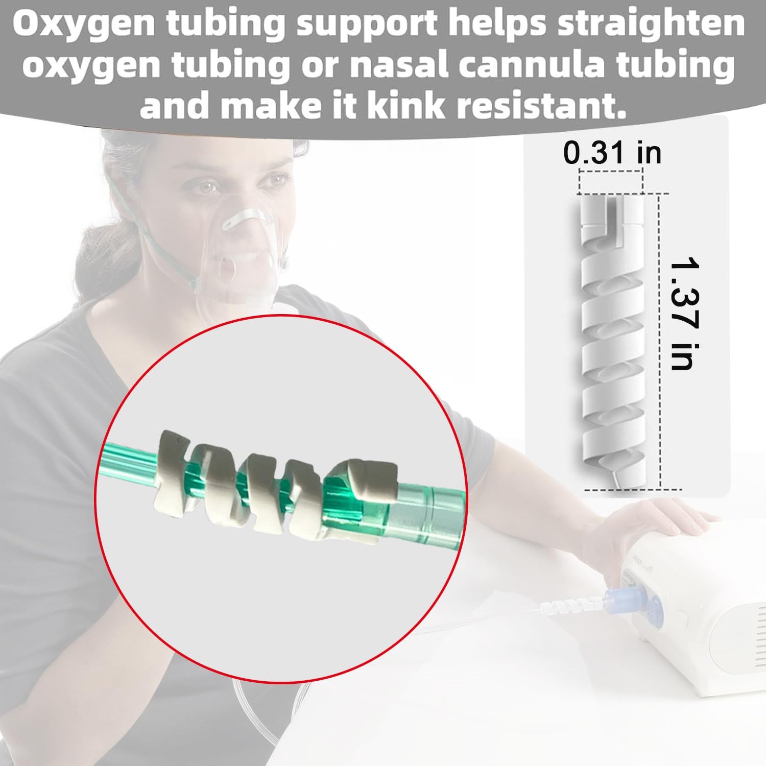 10 Pack Oxygen Tube Support Crimp Straighteners for Kink-Free Hoses