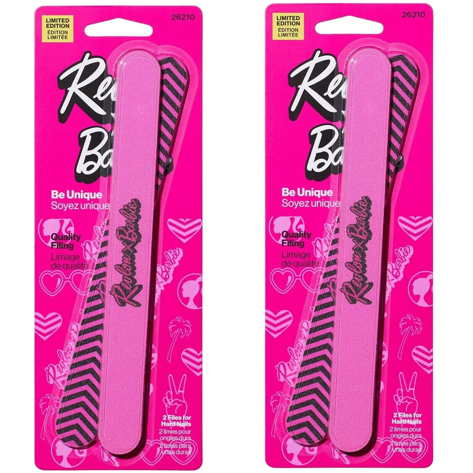 (2 Packs) Revlon x Barbie Expert Nail Shapers 2 Files for Hard Nails 64434