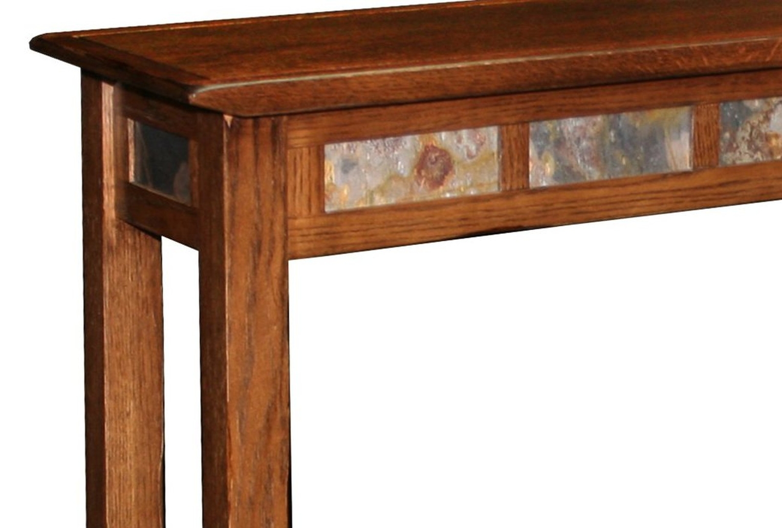 Rustic Slate Hall Stand - Rustic Oak Finish