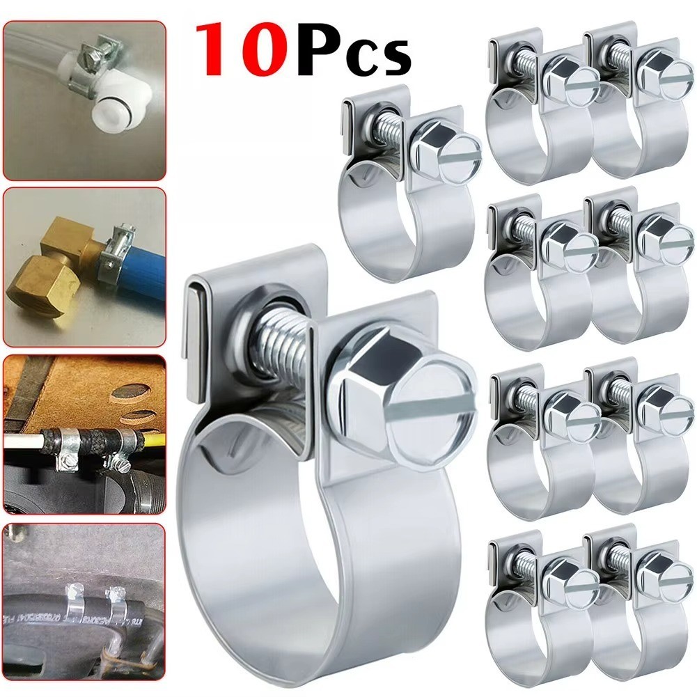 NEW 10 Pcs 1/4" 5/16" 3/8" Fuel Injection Gas Line Hose Clamps Clip Pipe Clamp