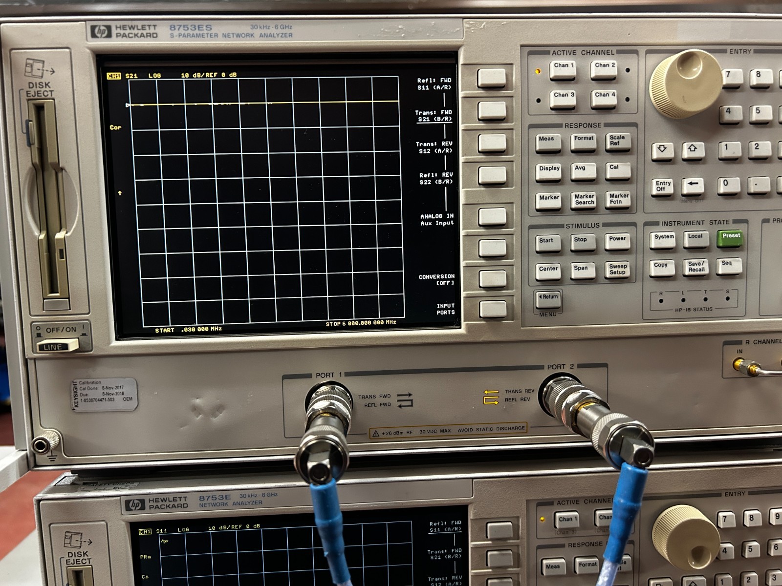 Hewlett Packard 8753ES, S-Parameter Network Analyzer, 30kHz-6GHz, 002, 006 & 010