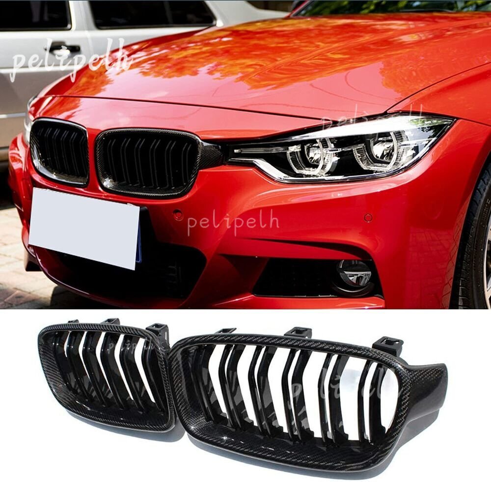 Carbon Fiber + ABS Front Grille Fit for BMW 3 Series F30 2013-17