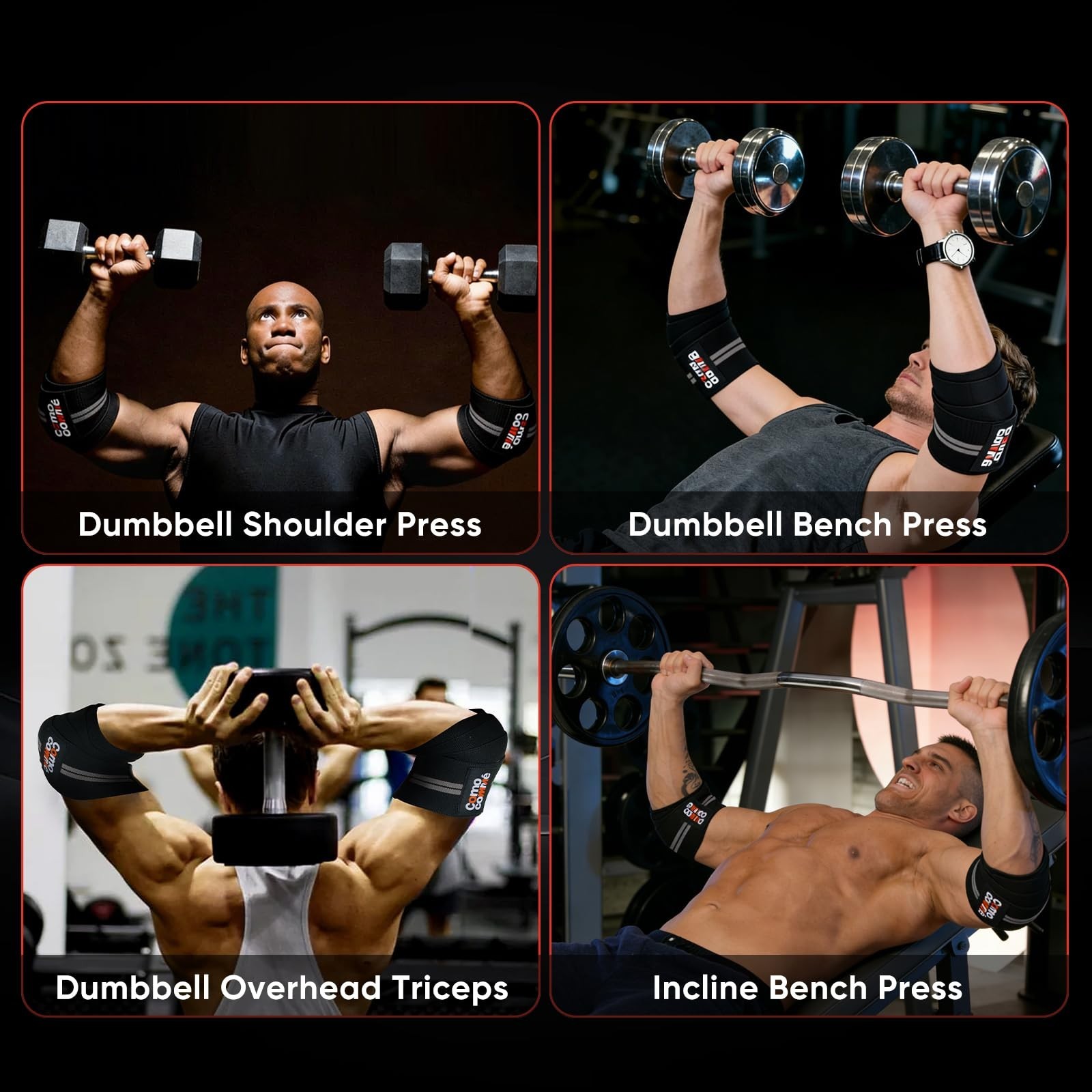 Adjustable Weightlifting Elbow Wraps - 47" Compression Straps for Gym Support