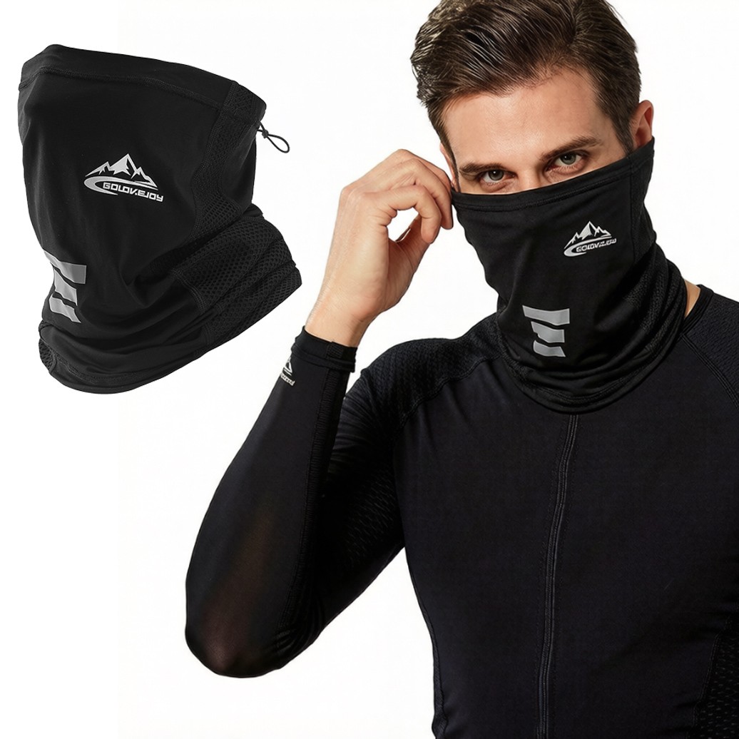 Neck Gaiter Cooling Black Face Mask Balaclava Neckerchief Bandana for Men Women
