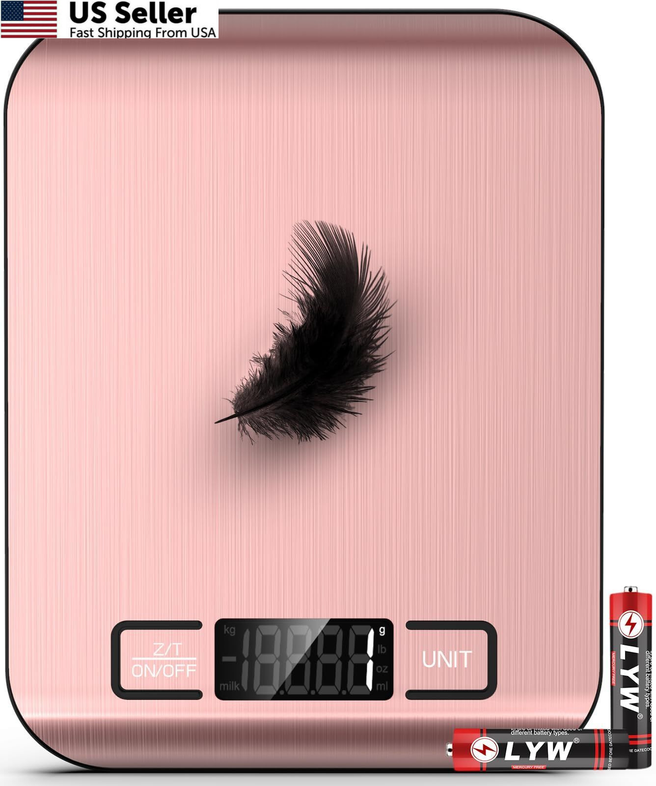 Mik-Nana Food Scale, 22lb Digital Kitchen Scale 7 x 5 x 0.7 inches, Pink-B