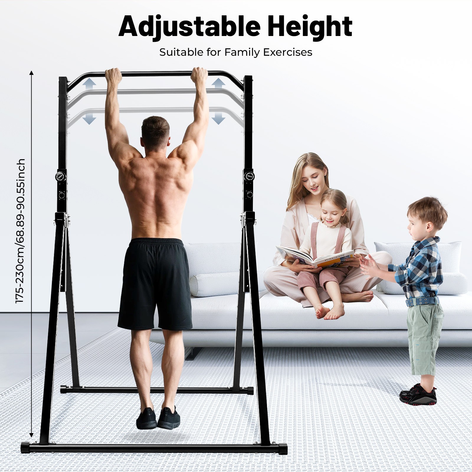 Pull Up Bar Power Tower Dip Station For Home Gym Adjustable Height Heavy Duty