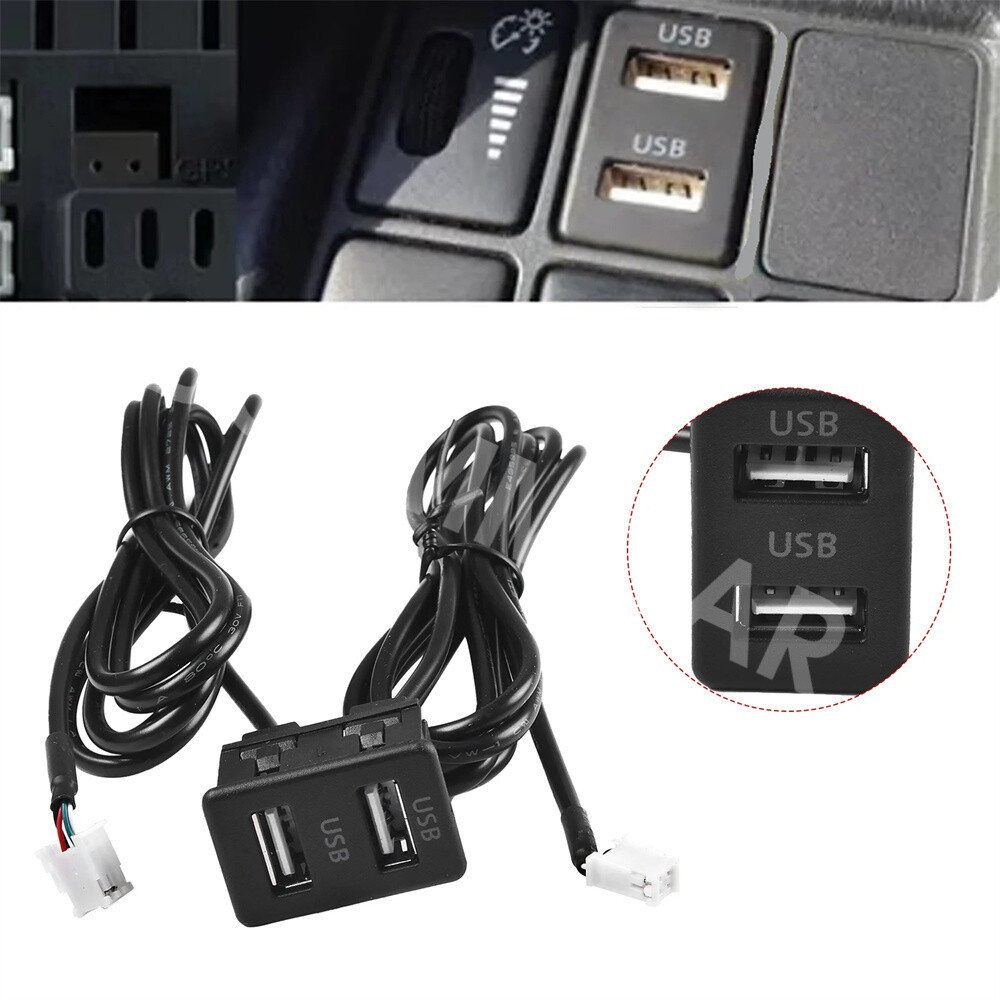 Dual USB Port Panel Interface Extension Cable 145cm For Car Android Navigation