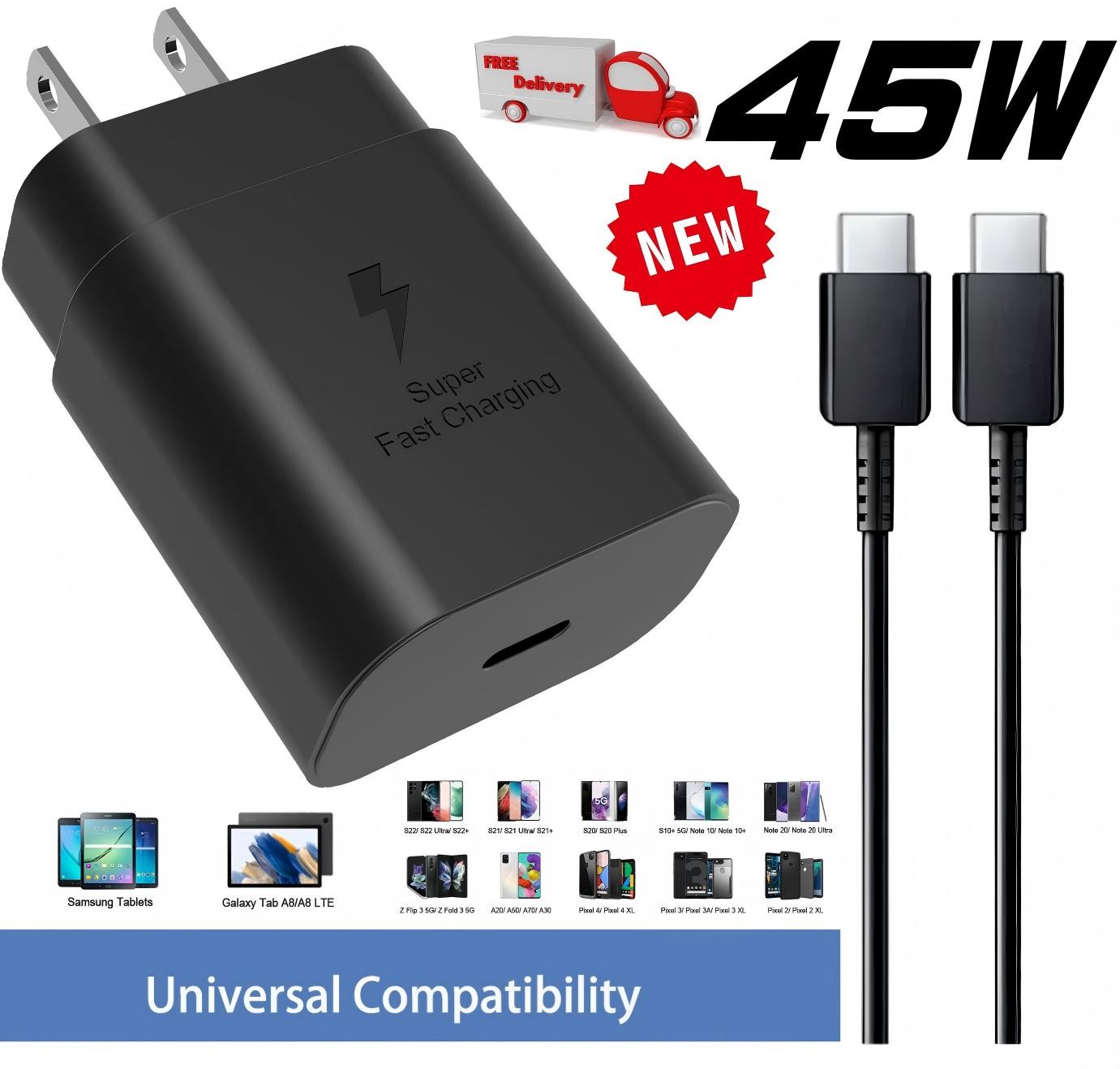 USB C Wall Charger with 6FT Type C Cable for Samsung Galaxy S25/S24/S23/S22/S21