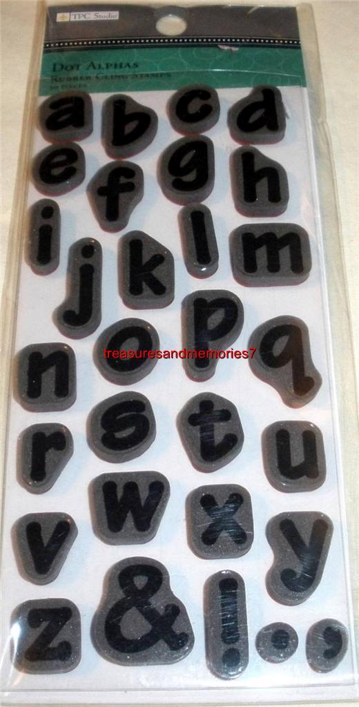TPC Studio DOT ALPHAS Rubber Cling Stamps Lowercase A-Z PLUS Symbols
