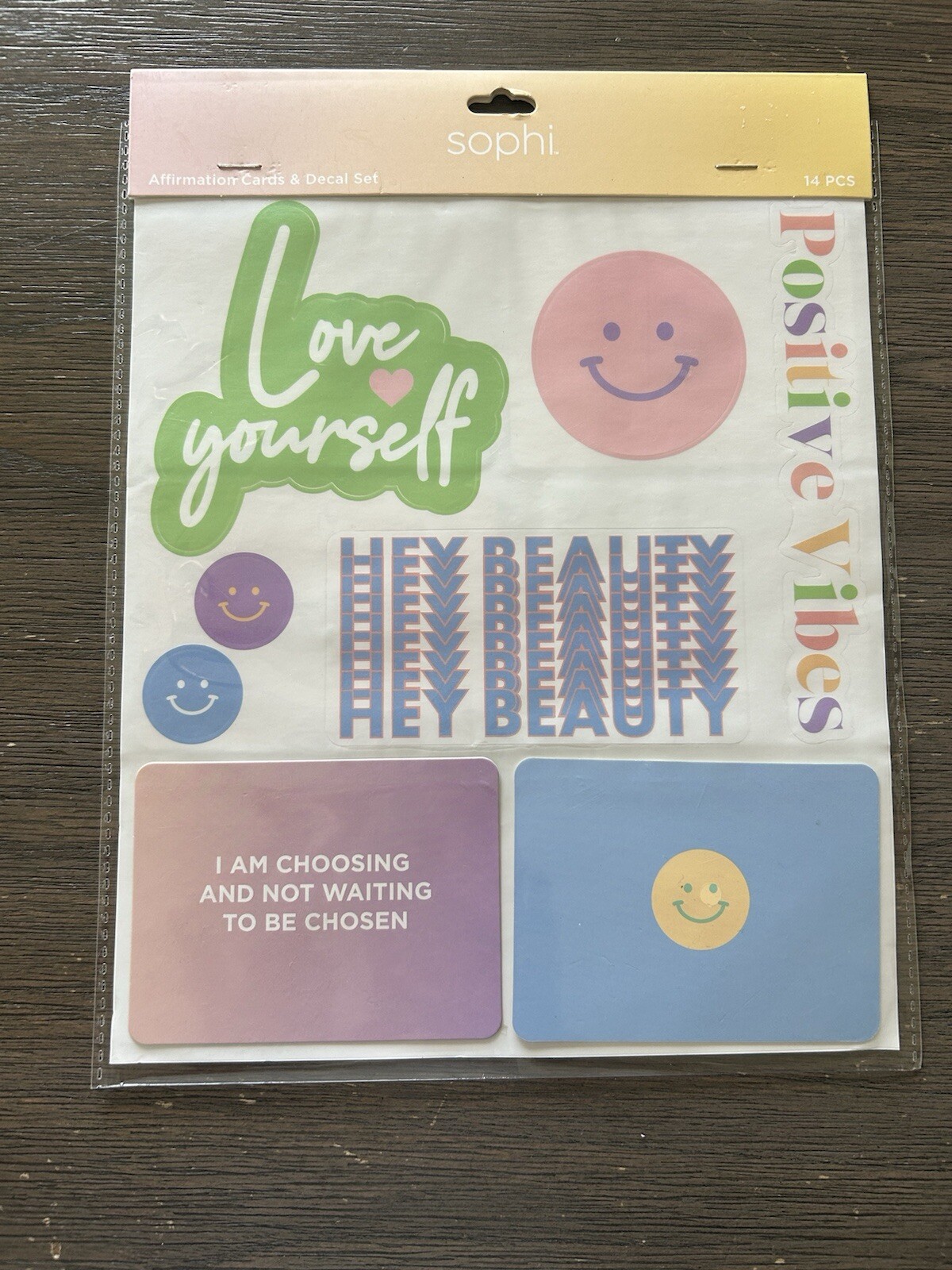 Affirmation Cards & Decal Set 14pc Positive Vibes Love Yourself Positive Mindset
