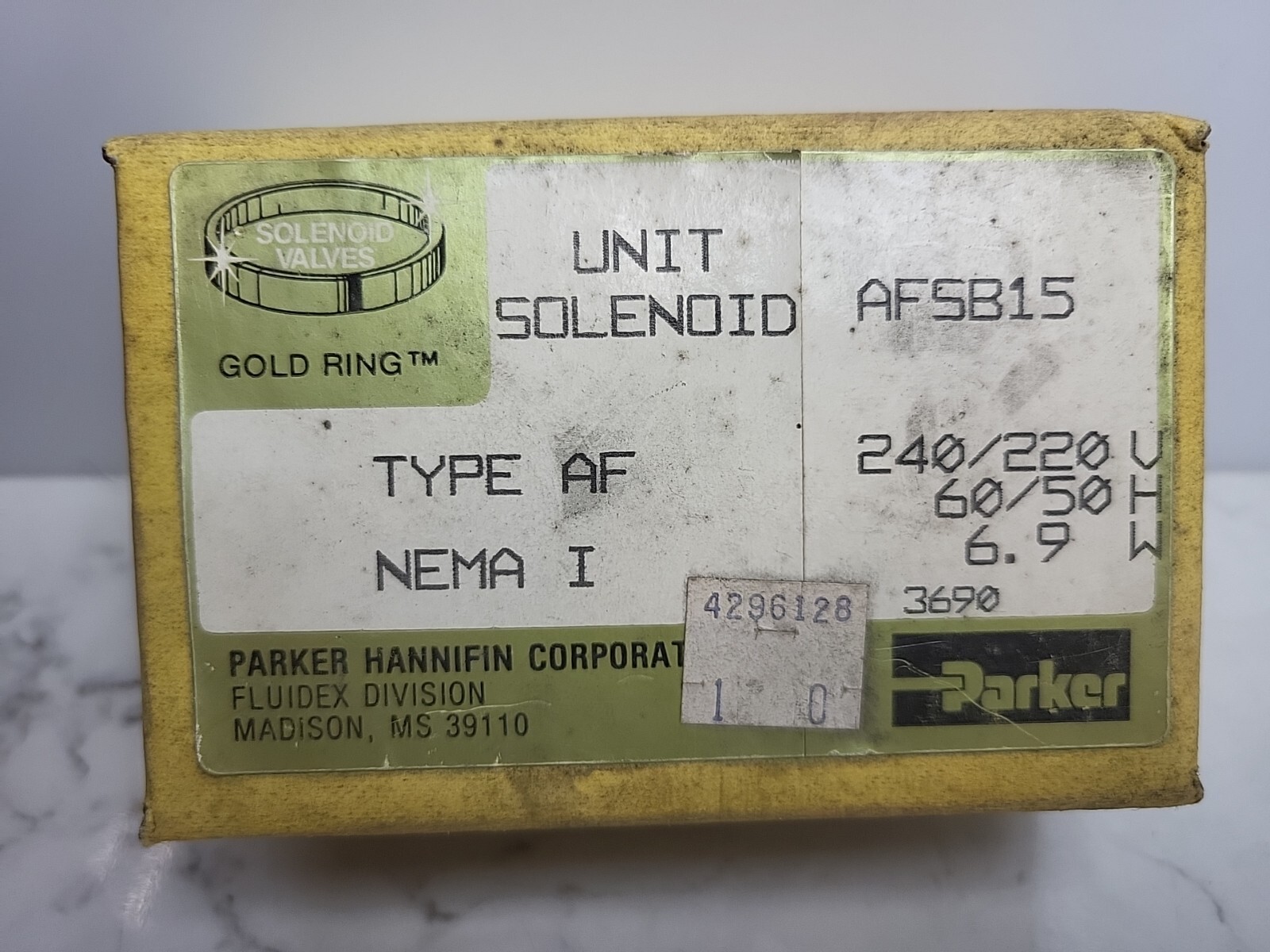 Parker AFSB15 Splice Box Coil 240/220V Unit Solenoid 60/50 Hz 6.9 Watt