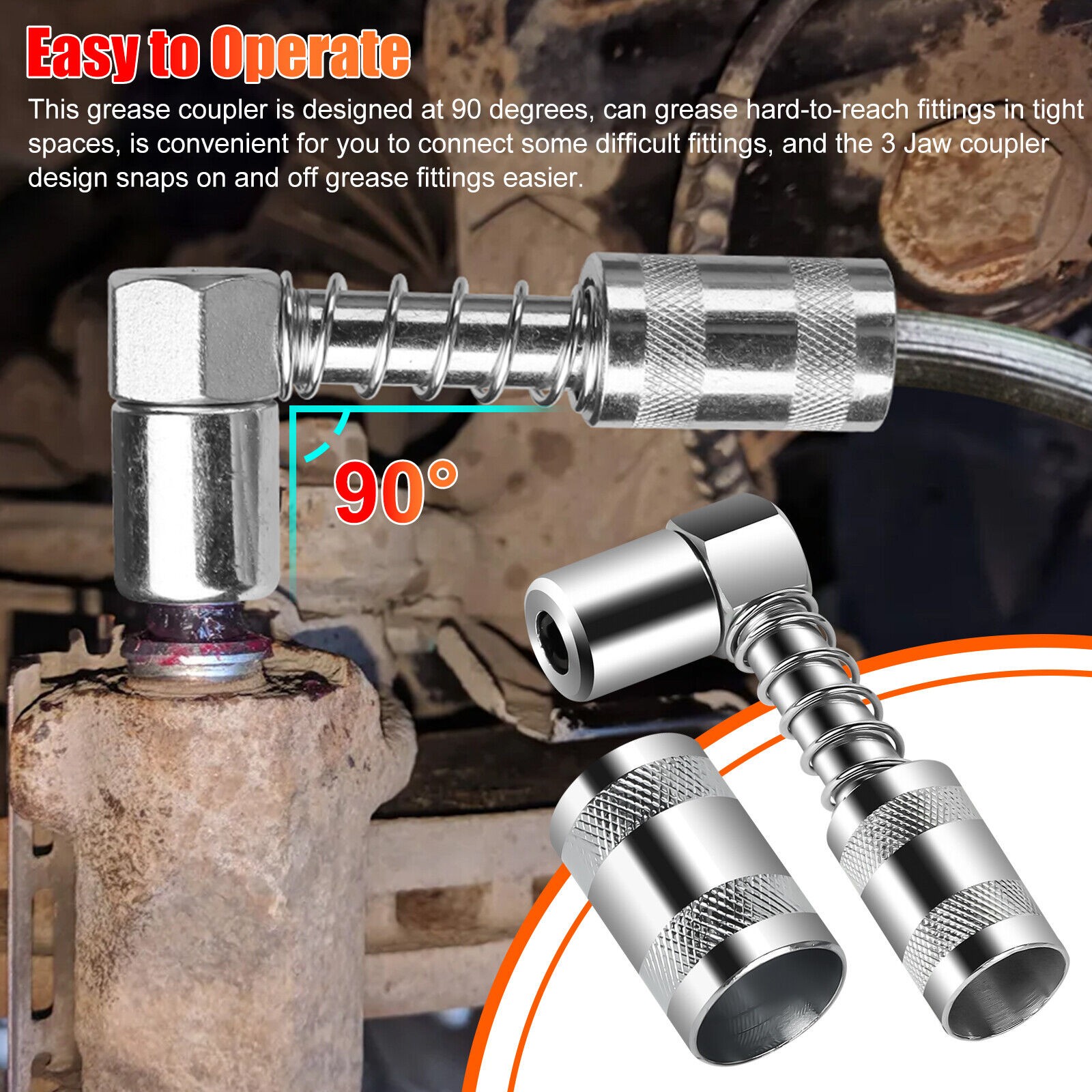 1PC Grease Nozzle Adapter Grease Gun-Accessory 90 Degree Grease Coupler Adapte
