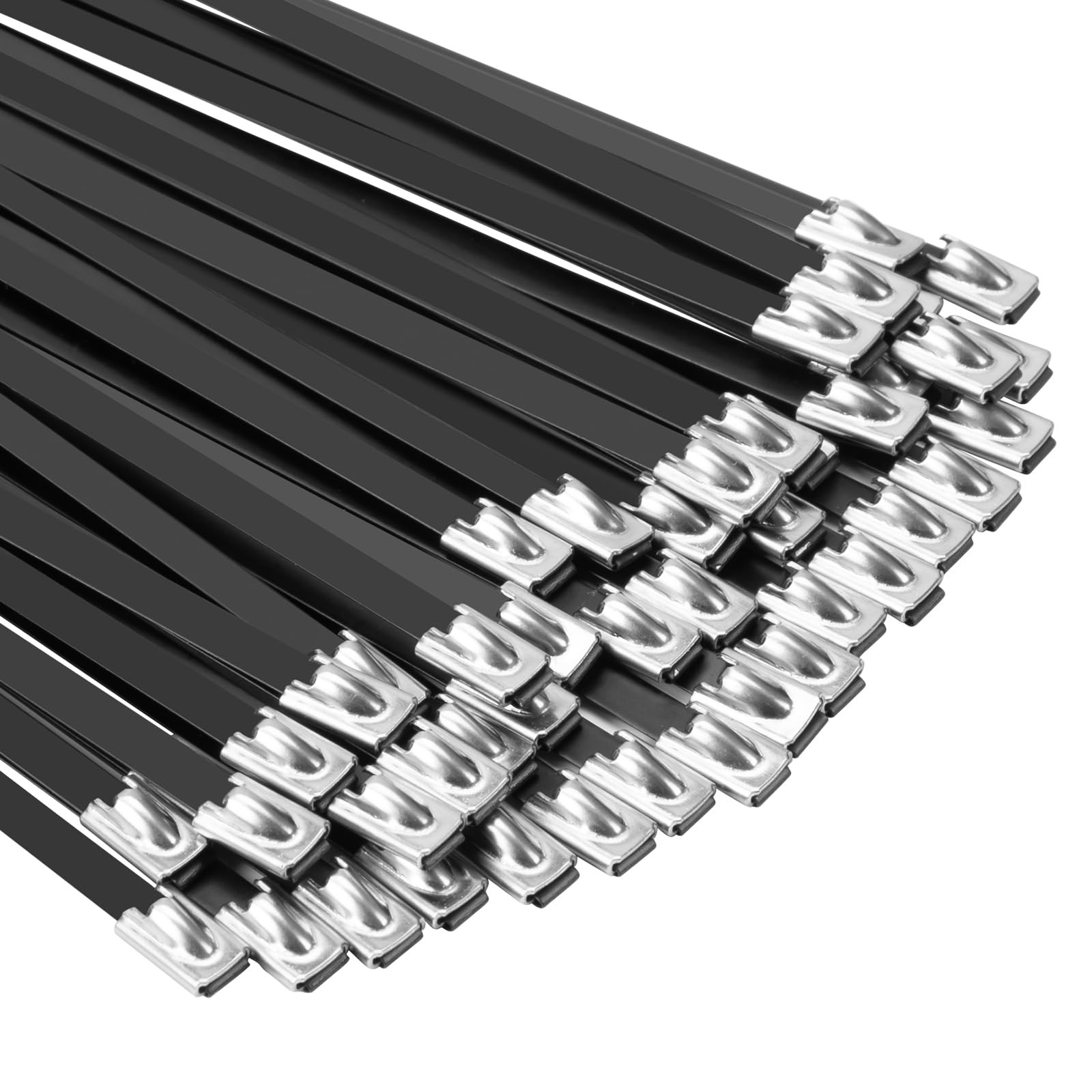 Metal Zip Ties Black 18 inch 290LB 50pcs Heavy Duty 304 Stainless Steel Epoxy...