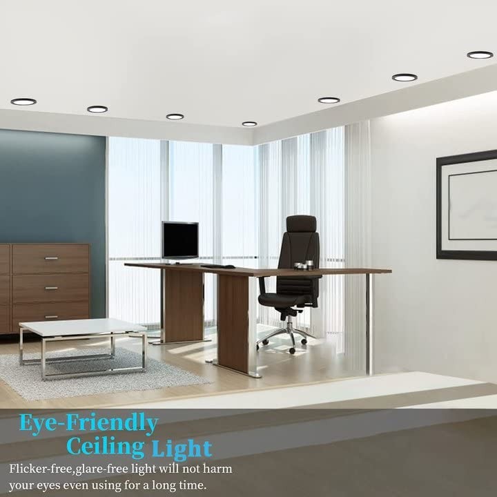 7 Inch Small LED Flush Mount Ceiling Light Dimmable,5000k Daylight 3 Pack Black