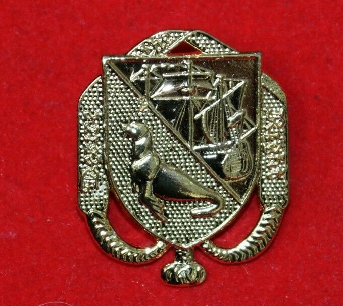 BRITISH FALKLAND ISLANDS DEFENCE DEFENSE FORCE GILT METAL CAP BADGE FIDF