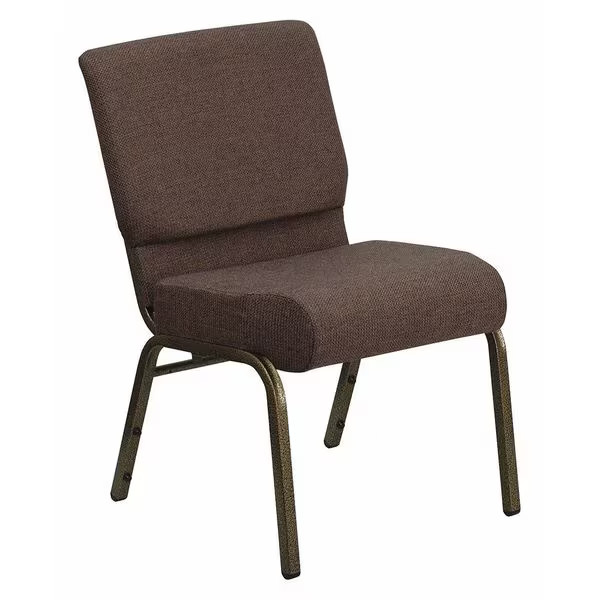 Hercules Church Chair, Brown Back, 21-1/4 in W 25" L 33" H, Fabric Seat Flash