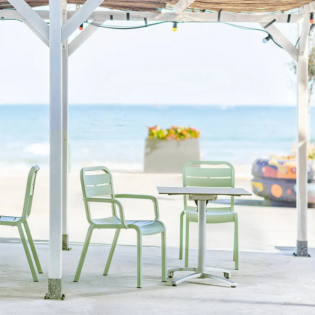 Grosfillex UT511721 Cannes Sage Green Indoor/Outdoor Stacking Chair - 4 Per Set