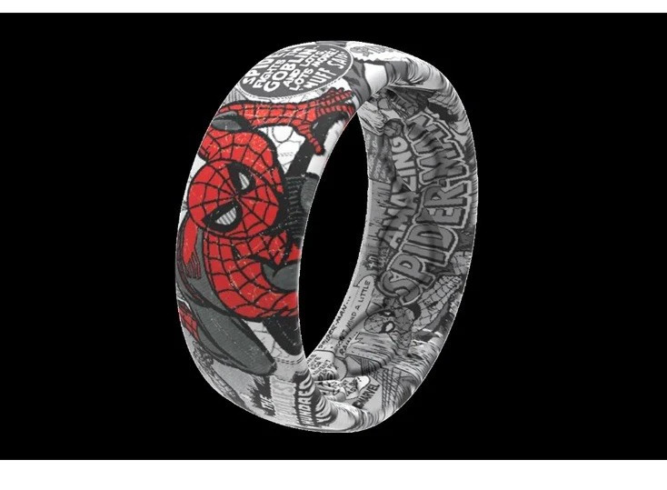 Marvel Groove Life "SpiderMan Black & White Comic" Silicone Ring Size 11