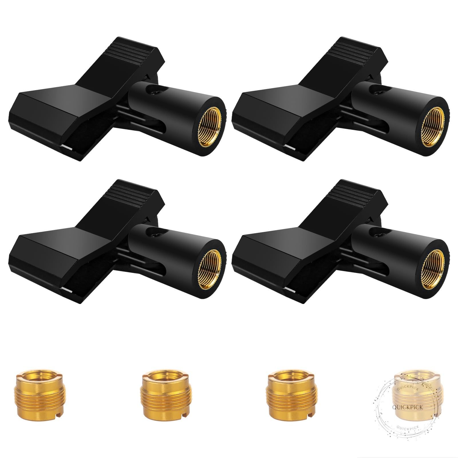 4 Pack Universal Adjustable Mic Clips for Stands, Wireless Microphone Holder