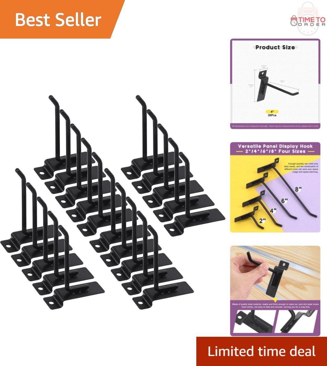 20Pcs Heavy Duty 4 Inch Slatwall Hooks Assortment Kit Garage Organization Dis...
