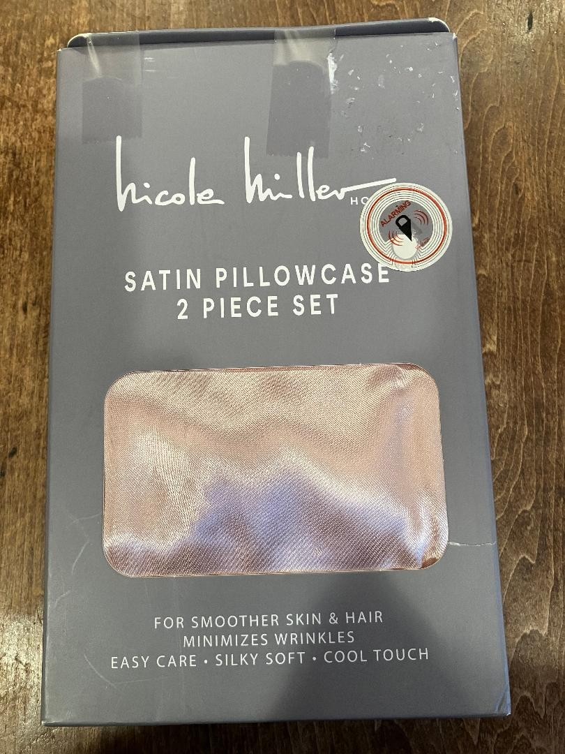 Nicole Miller Satin Pillowcase 2 Piece Set Pink Standard Size Easy Care Cool
