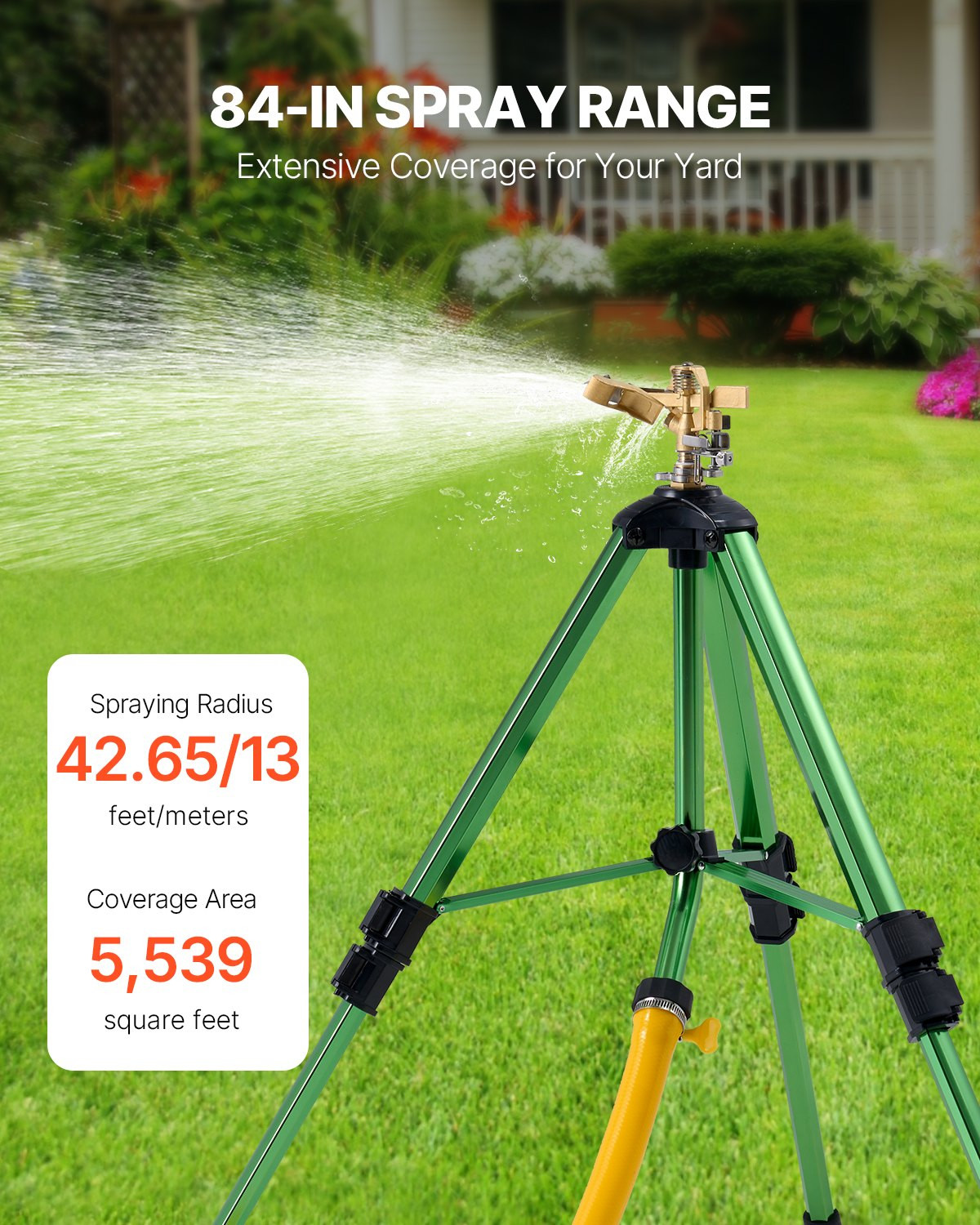 VEVOR Impact Sprinkler on Tripod Base, Heavy Duty Tripod Sprinklers with Brass H