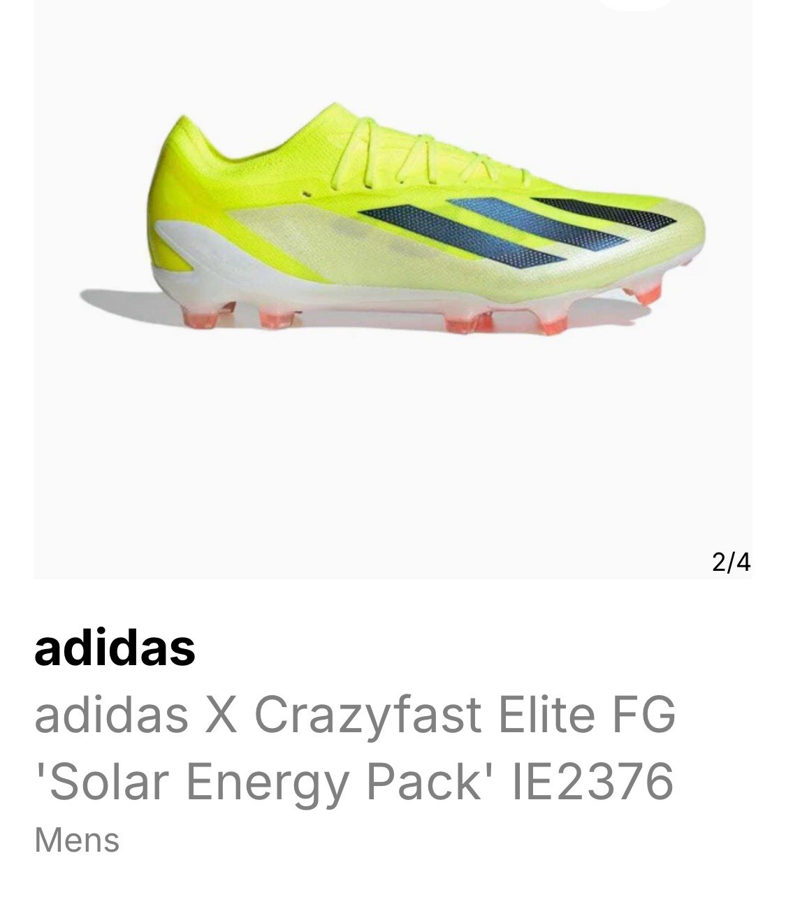 IE2376 Men’s 7 adidas X Crazyfast Elite FG Soccer Cleats - 'Solar Energy Pack'