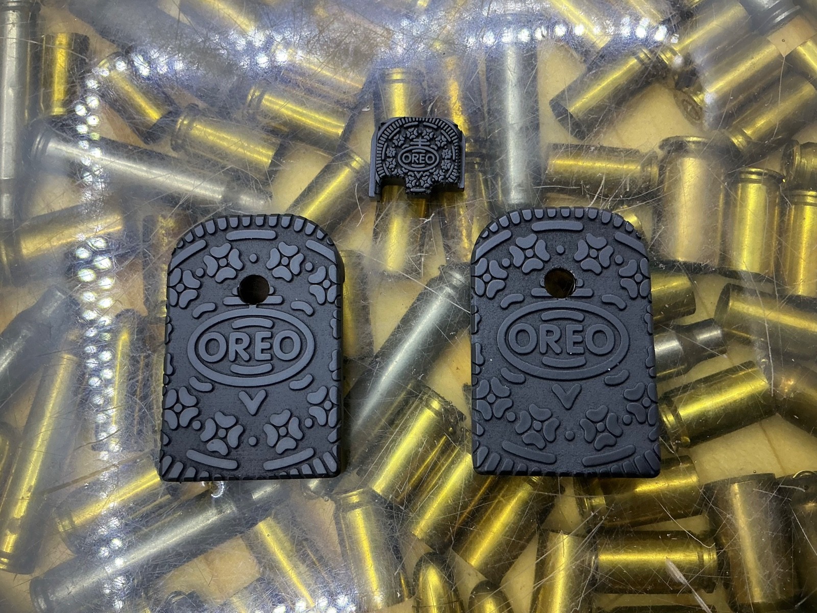 Bundle Glock 43x Backplate and Magazine base “OREO” Aluminum, Engraved, Cerakote