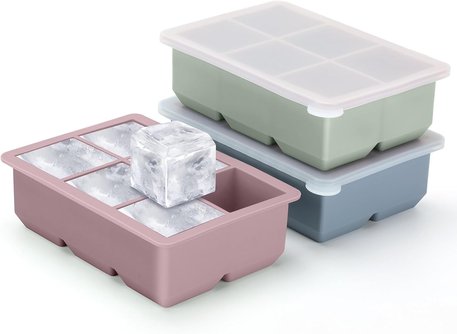 Silicone Ice Cube Trays 3 Pack - Large Size Silicone Ice Cube Molds with Leak Pr