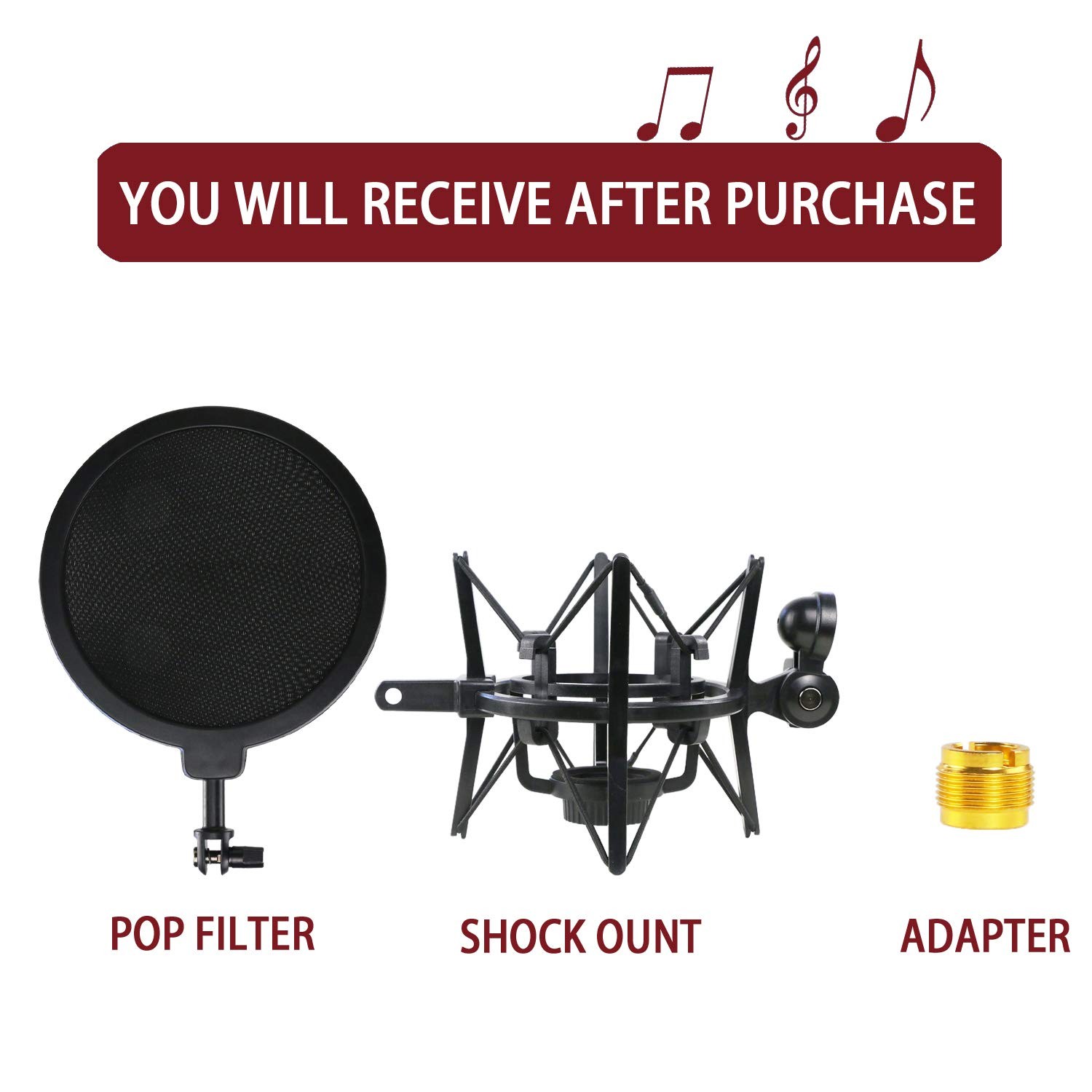 Blue Spark Shock Mount with Pop Filter, Windscreen and Shockmount to Reduce Vibr
