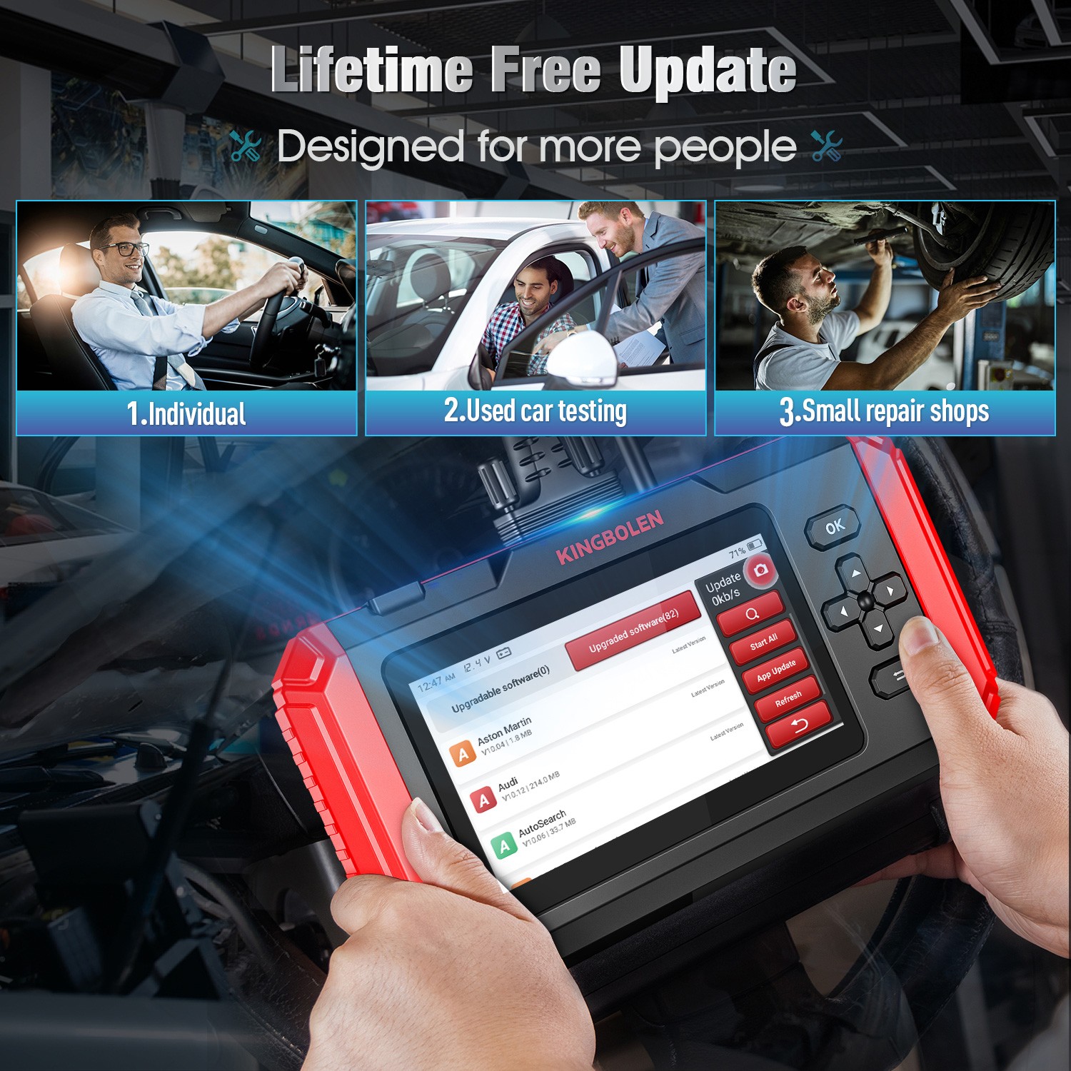 2026 KINGBOLEN S500 Car OBD2 Scanner Diagnostic Tool Engine ABS SRS Code Reader