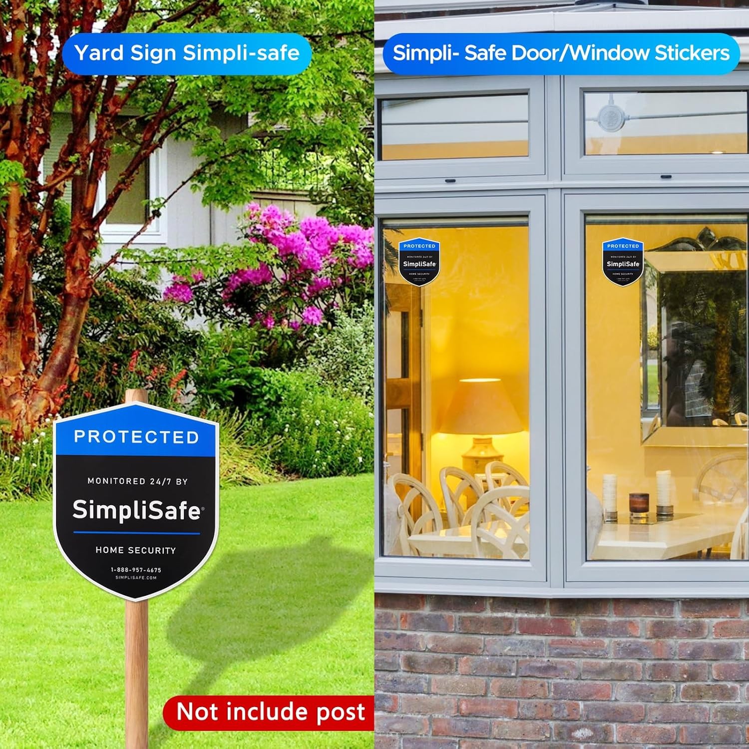 3PCS Yard Sign Compatible for Simplisafe Home Security System And 3PCS Door