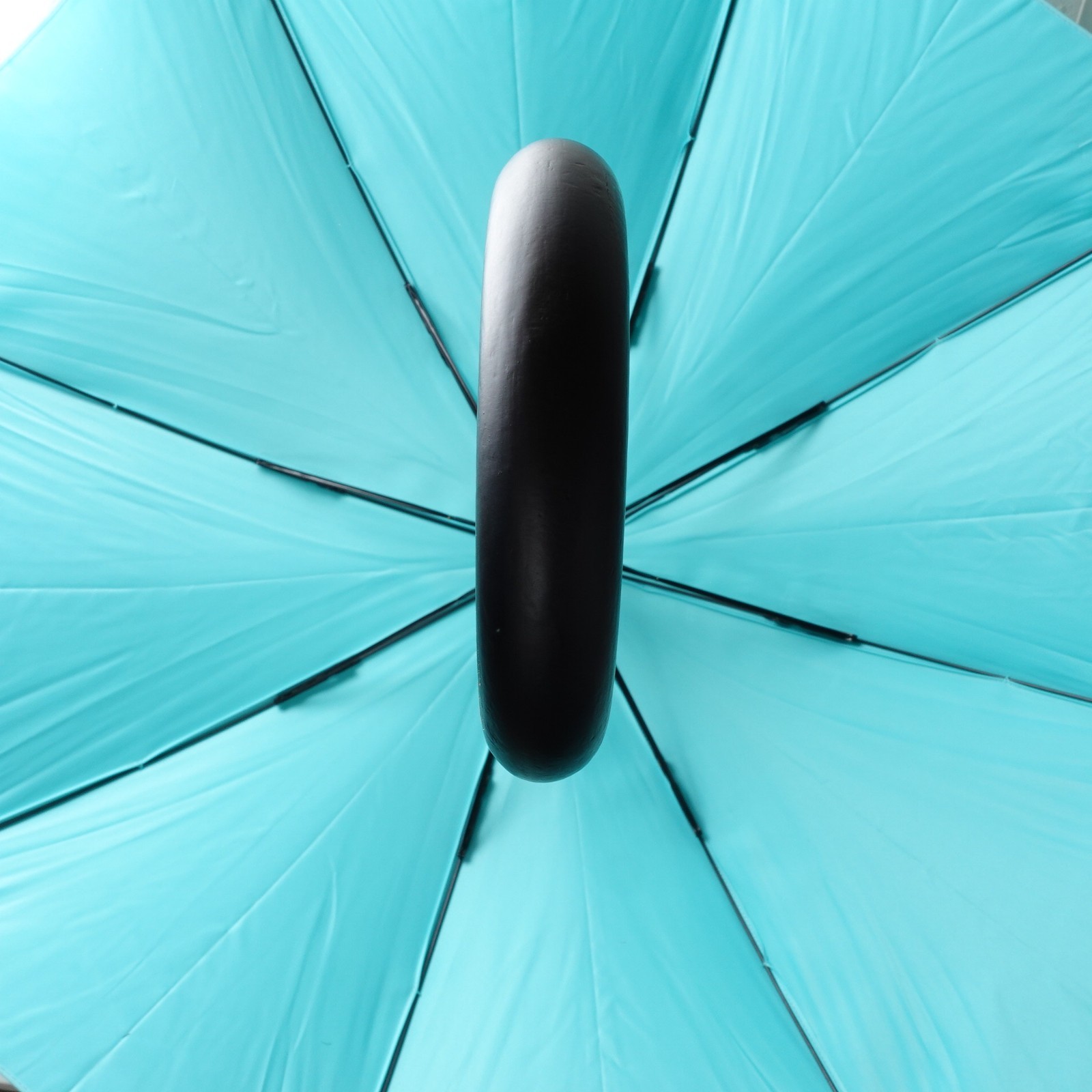 Rare Tiffany & Co 40” Umbrella Long Black Plastic Handle Fully Automatic Staff