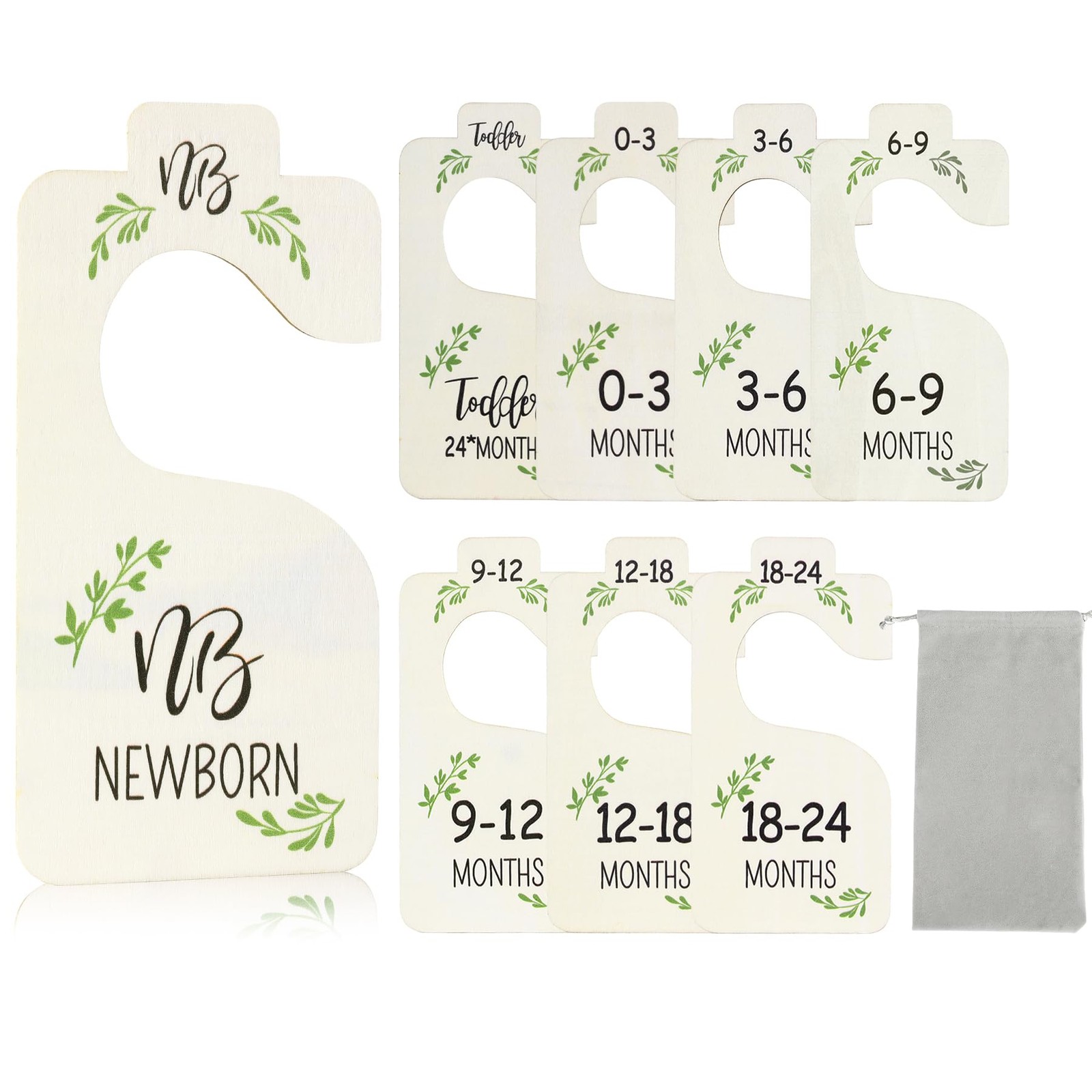 Baby Closet Dividers for Clothes Organizer - Set of 8 Wooden Double-Sided Bab...