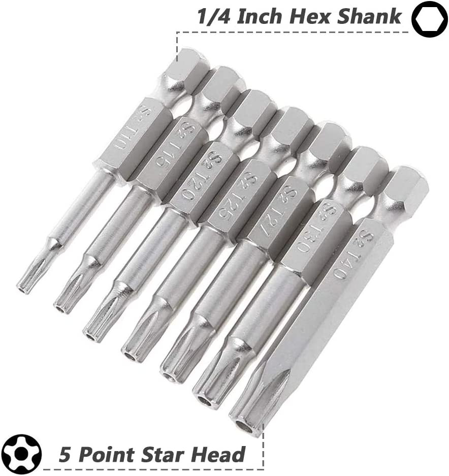 5 Point Security Star Torx Screwdriver Bits Set 14Pcs Security Star Torx
