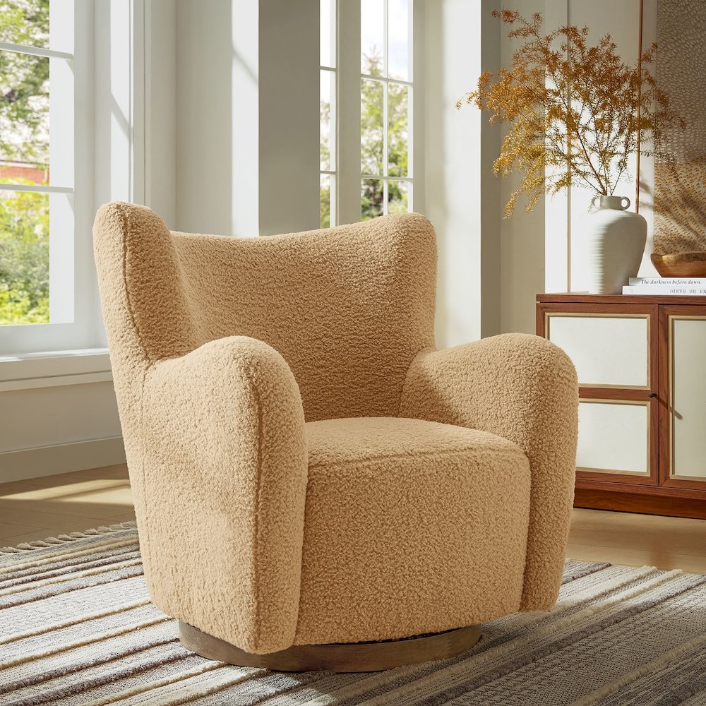 Montrose Wingback Sherpa Swivel Accent Chair