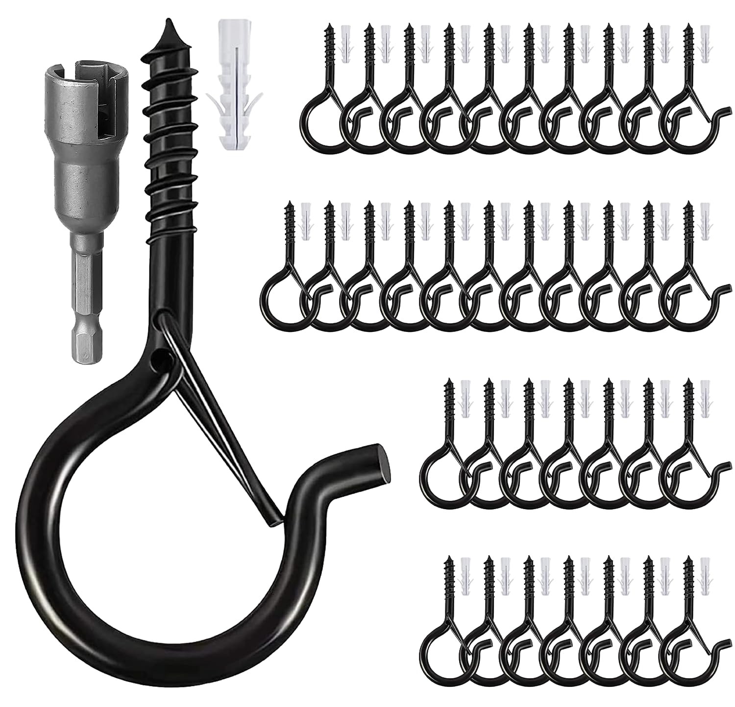 36 Pcs Ceiling Q Hanger Hooks for Hanging Plants with Safety Buckle - 2.2inch...