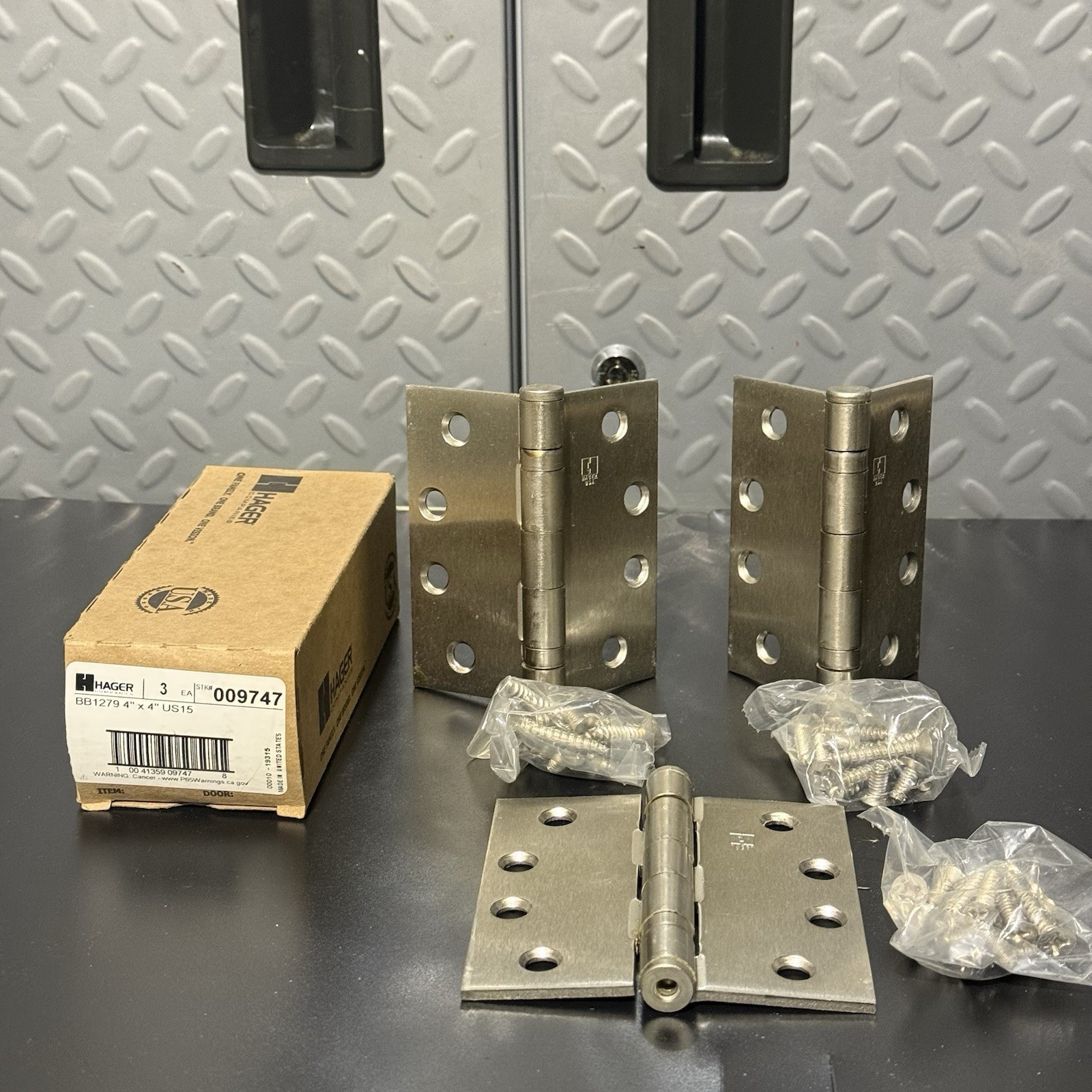 3 Hager BB1279 4"X4" US15 Full Mortise Bearing STD Weight Door Hinge 1667HW USA