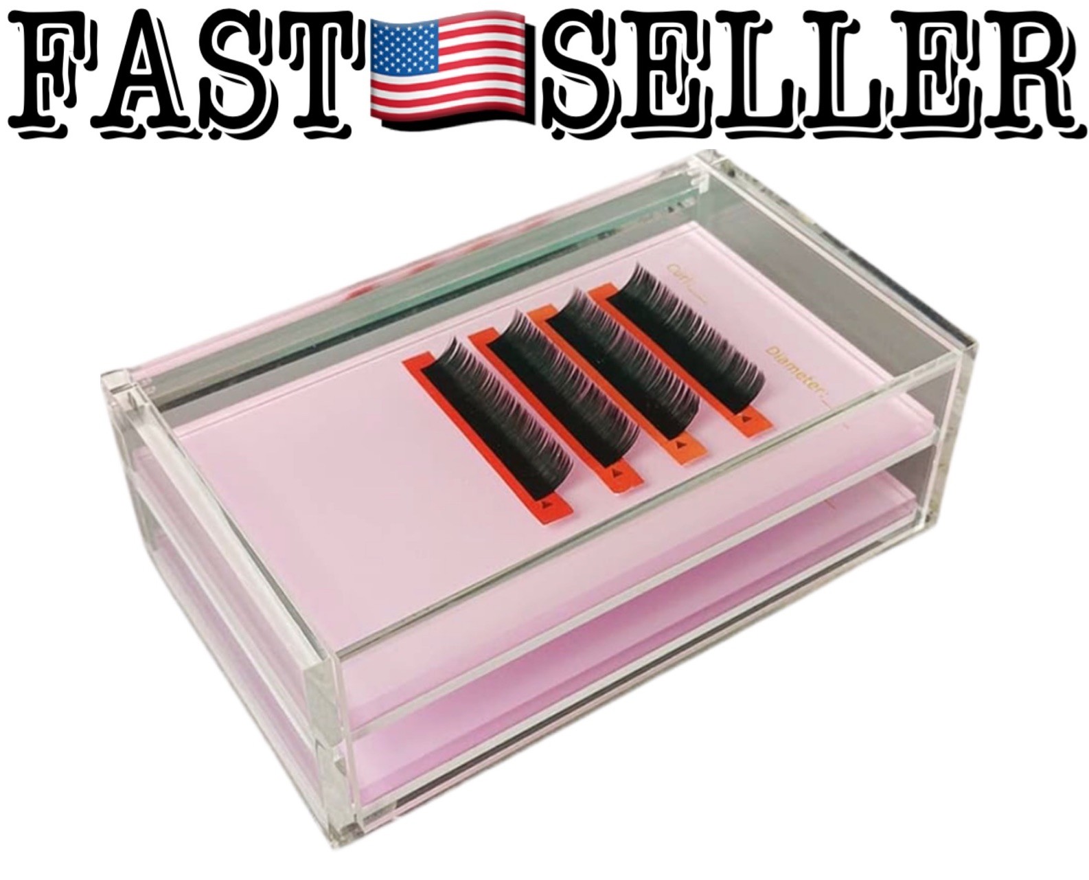 2 Layers Acrylic Eyelash Organizer Box Clear Makeup Display (5.12”x 2.95”x1.77”)