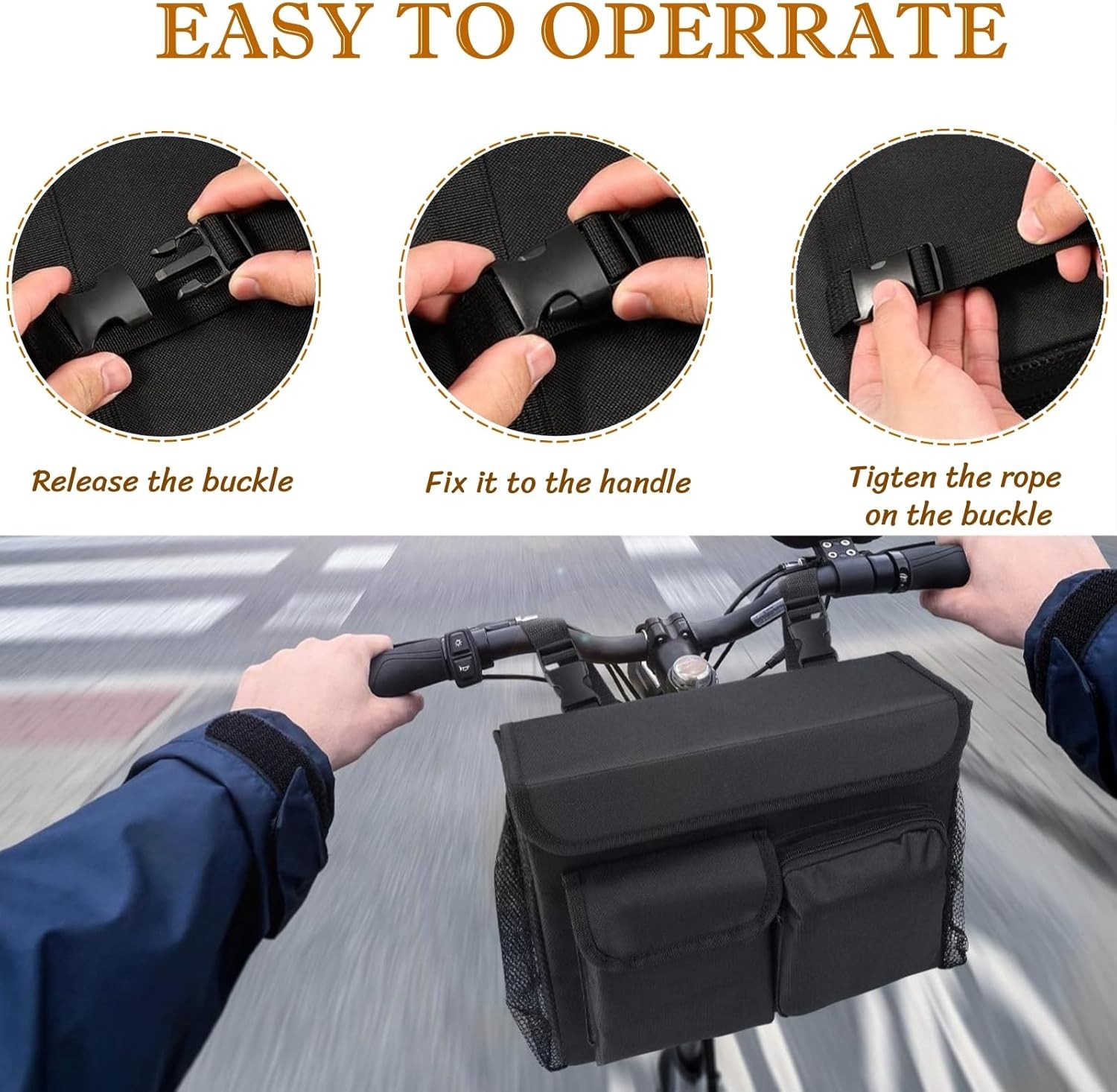 BLIRITEL Scooter Bag, Electric Mobility Basket Large, Black