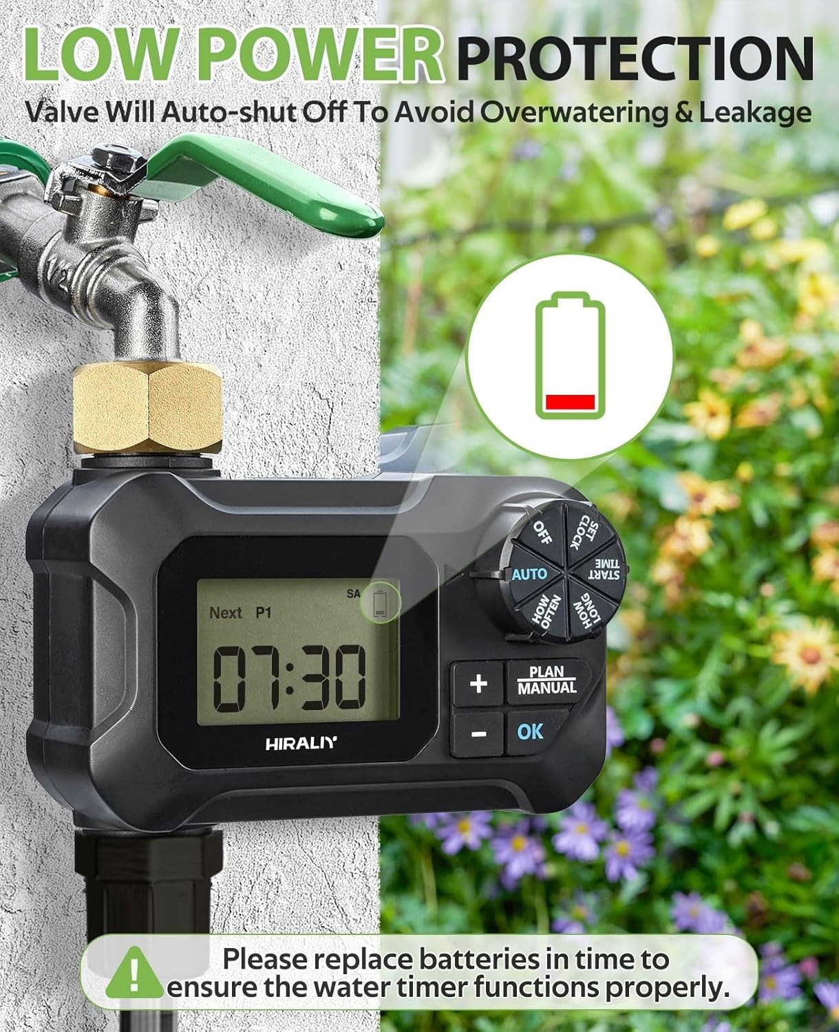 Water Timer for Garden Hose Programmable Outdoor Irrigation System Black