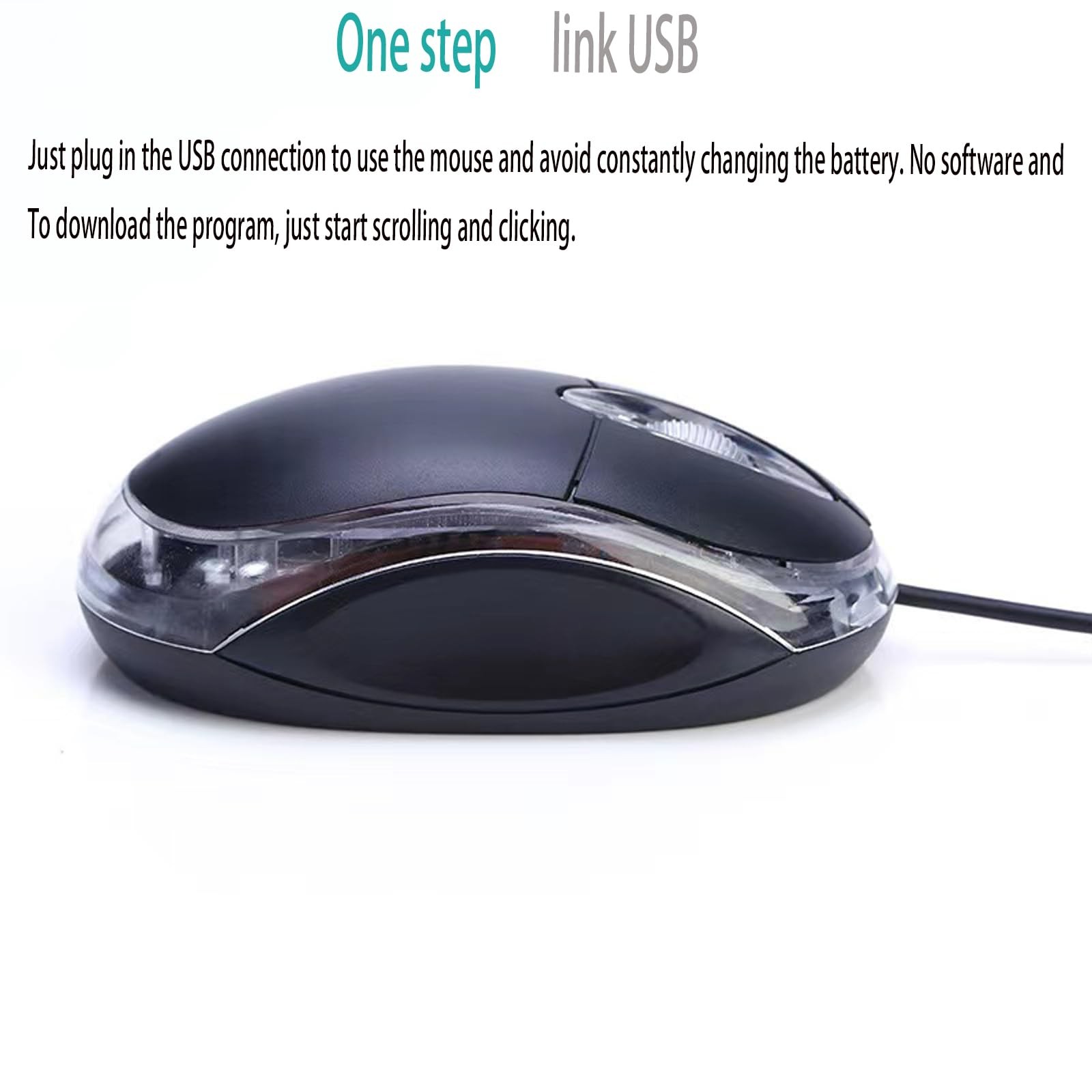 2 Pack Wired Mini Optical Mouse Computer Ergonomic 2 pack black