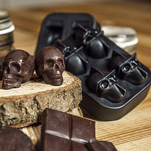 CHIYAN 3D Skull 2pack Small ice mold, Black, 1.9" Skull, 2 Pack