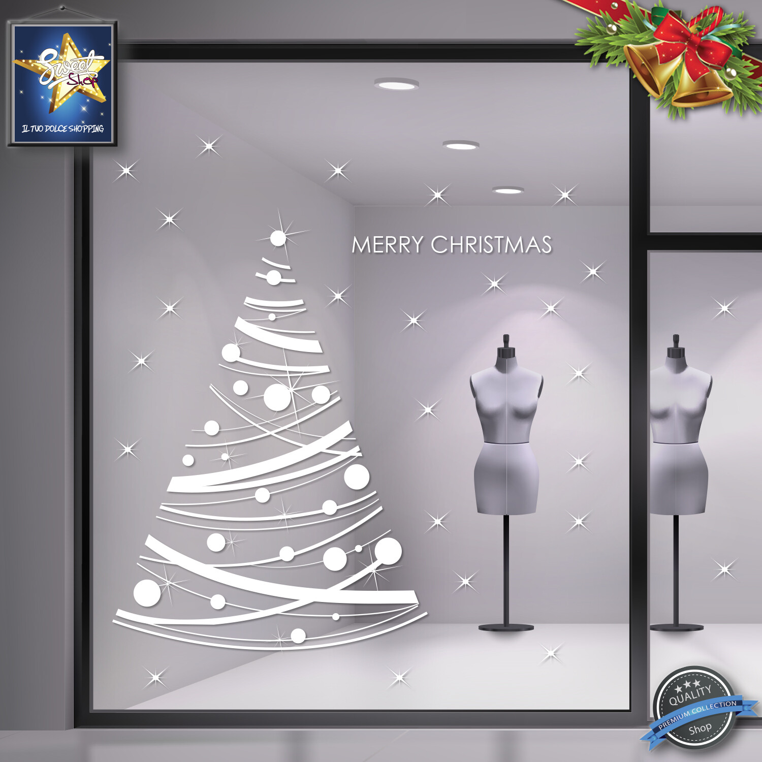 Glass window stickers showcase, showcase shop christmas decoration