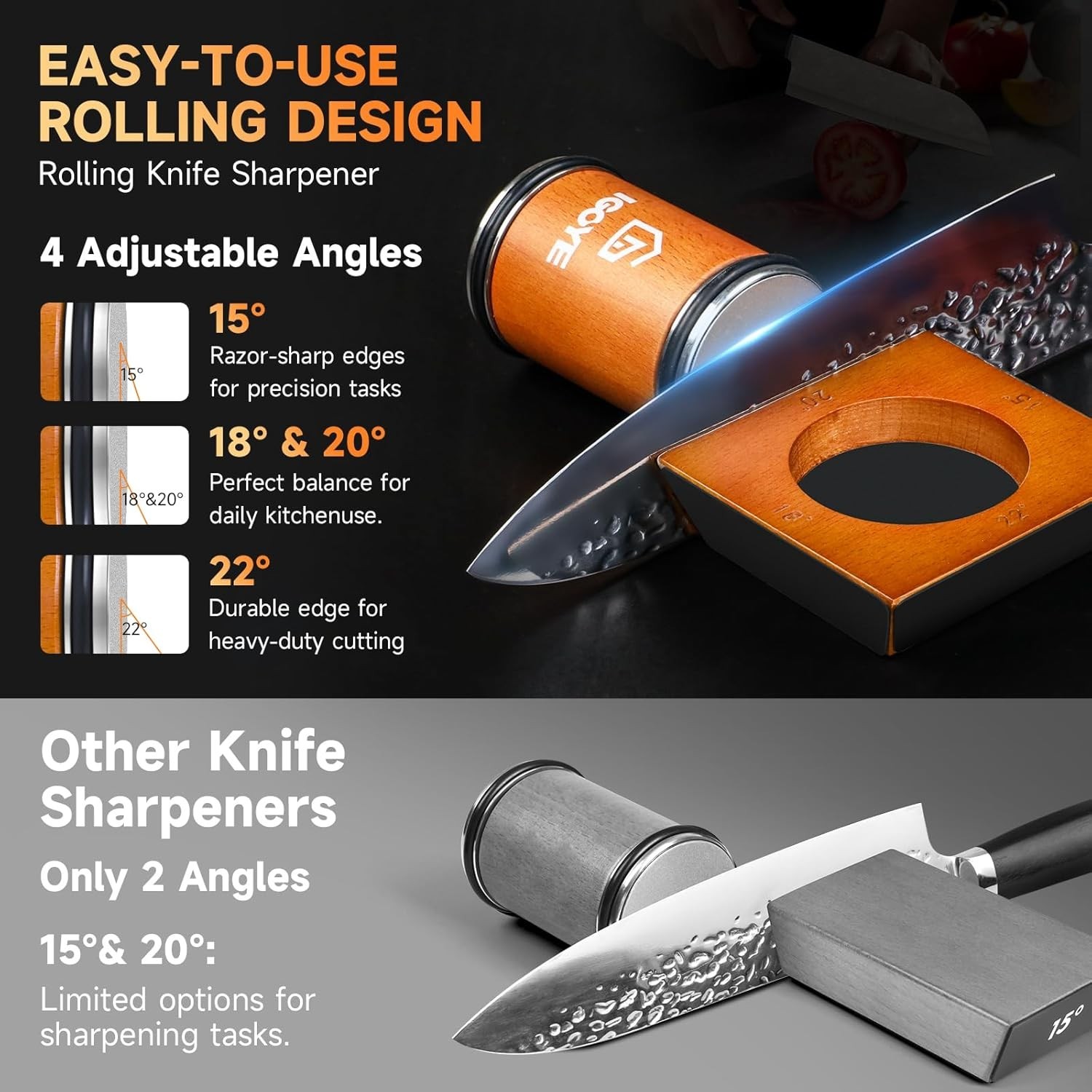 Diamond Rolling Sharpening Sharpener Knife Tool 4 Adjustable Angle Magnetic Base
