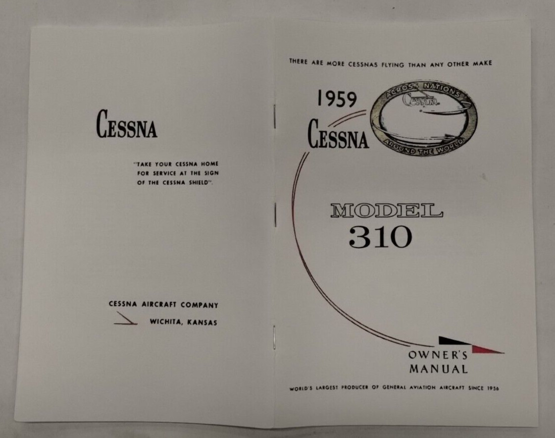 Cessna 1959 Model 310C Owner's Manual-Reproduction