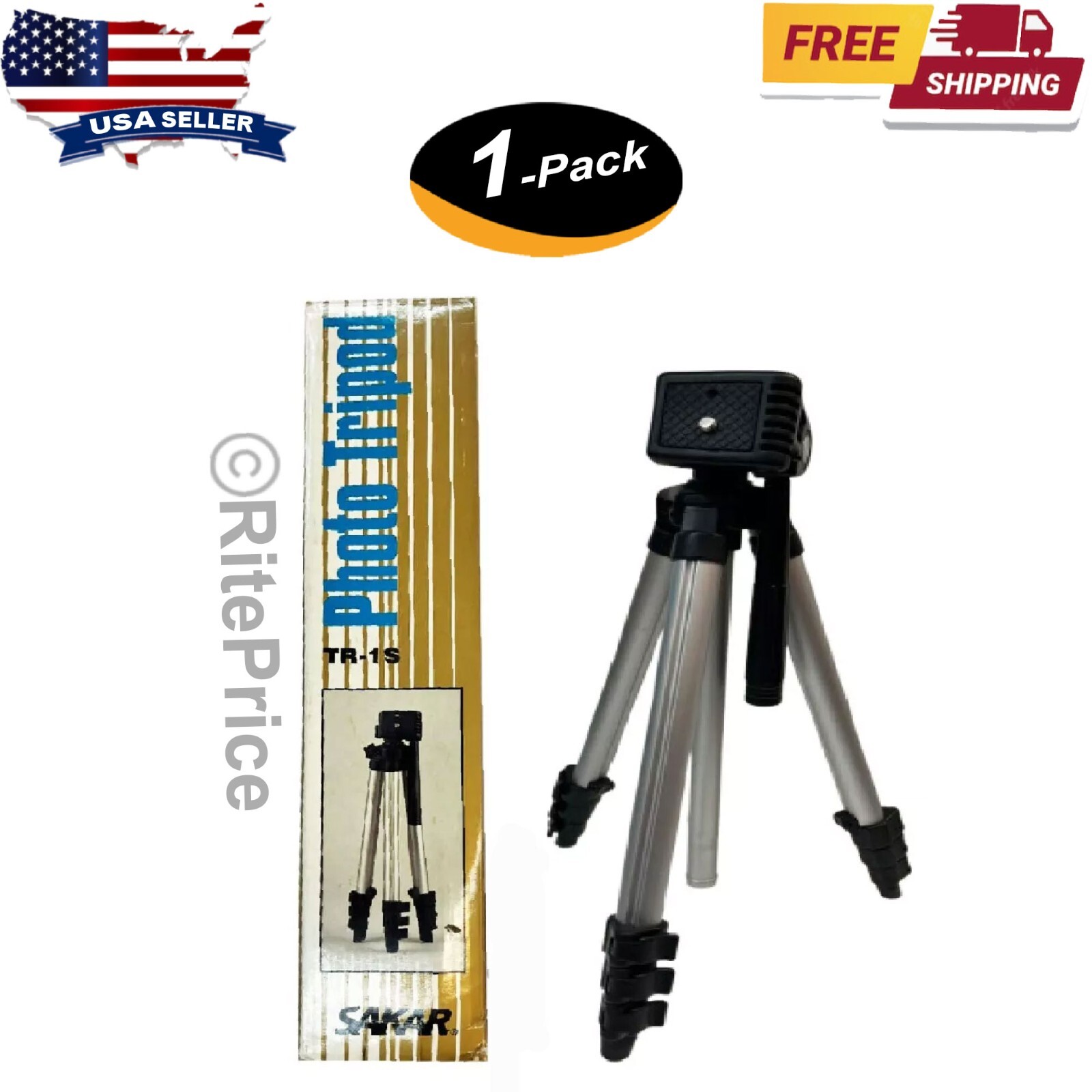 Sakar Camera Tripod TR-1S For Photo / Video 4 Section (Extends 50.5”) in Box-New